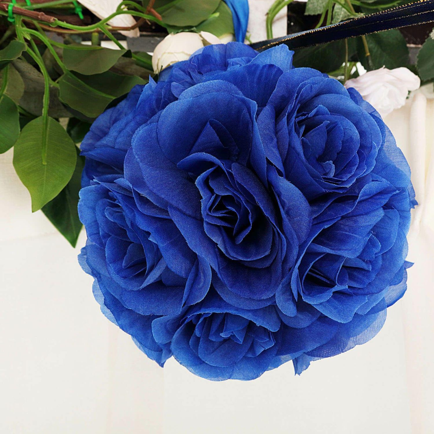 Kissing Balls | 2 Pack Royal Blue Artificial Silk Rose Kissing Ball, Faux Flower Ball 7″ Accent Flowers Kissing Balls