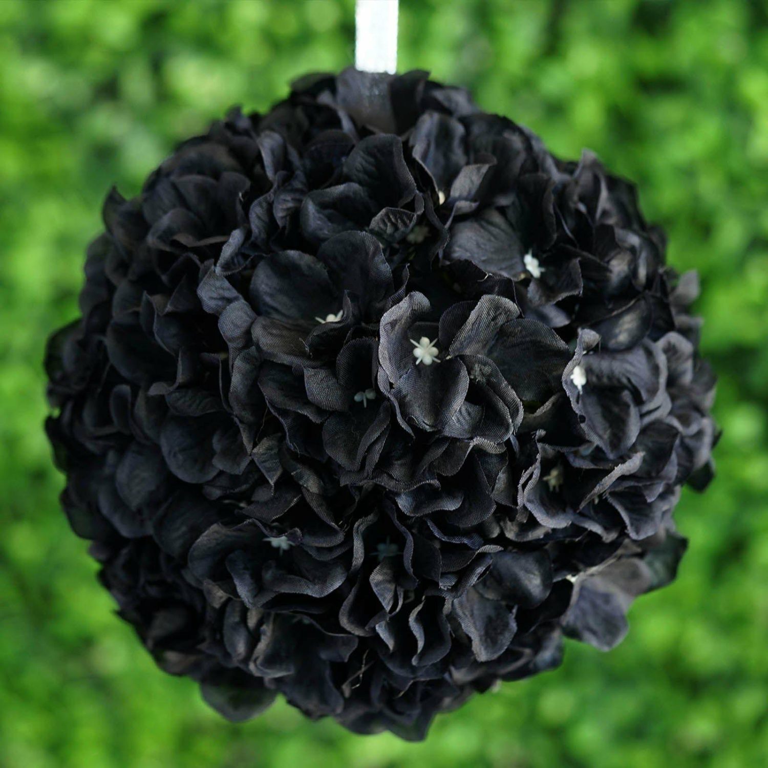 Kissing Balls | 4 Pack Black Artificial Silk Hydrangea Kissing Flower Balls 7″ Accent Flowers Black