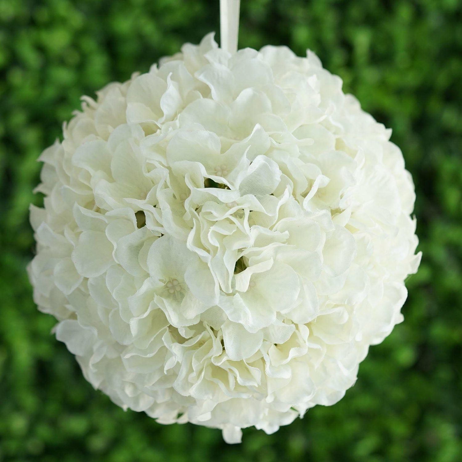 Kissing Balls | 4 Pack Cream Artificial Silk Hydrangea Kissing Flower Balls 7″ Accent Flowers Cream