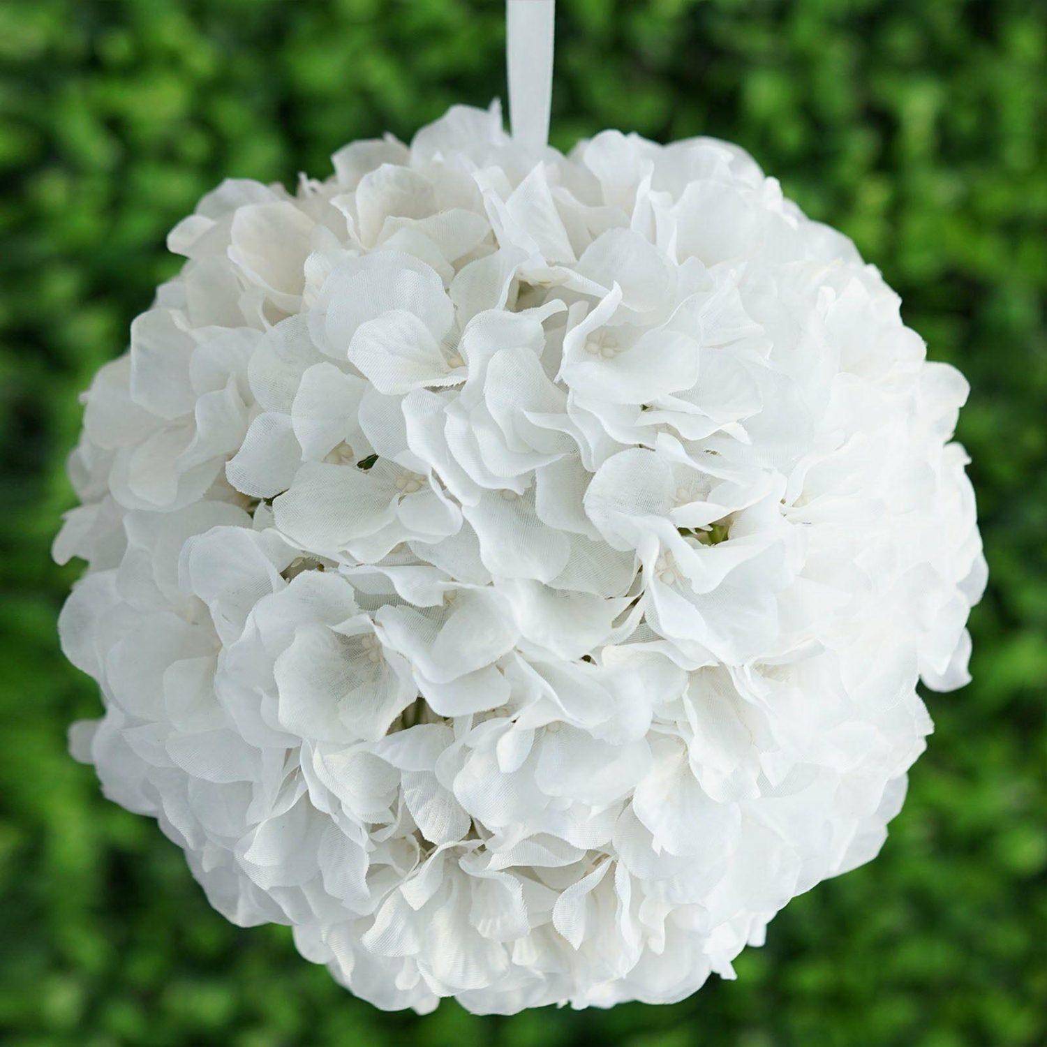 Kissing Balls | 4 Pack White Artificial Silk Hydrangea Kissing Flower Balls 7″ Accent Flowers Kissing Balls