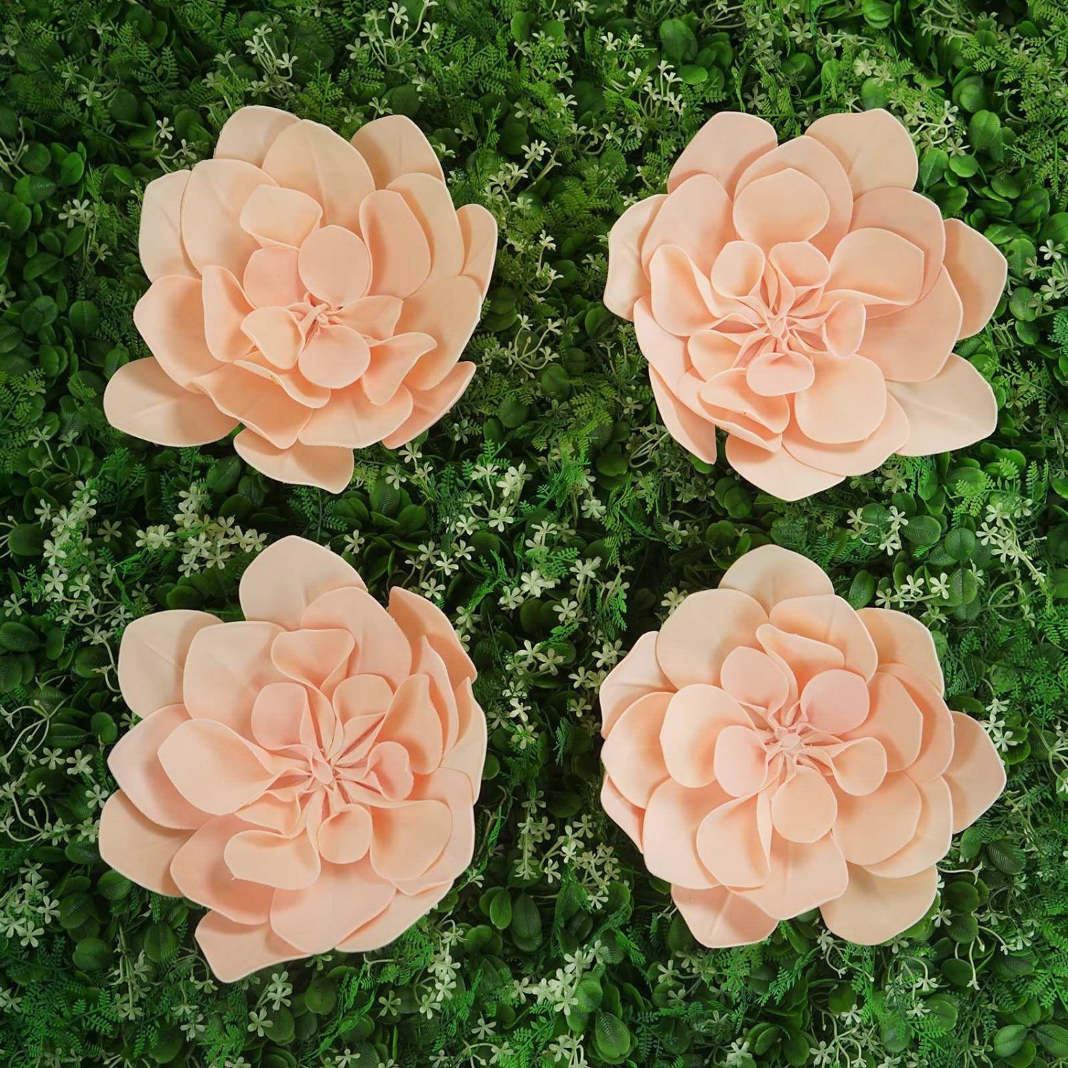 Large Floral Décor | 4 Pack Blush Real-Like Soft Foam Craft Daisy Flower Heads 12″ Accent Flowers Blush