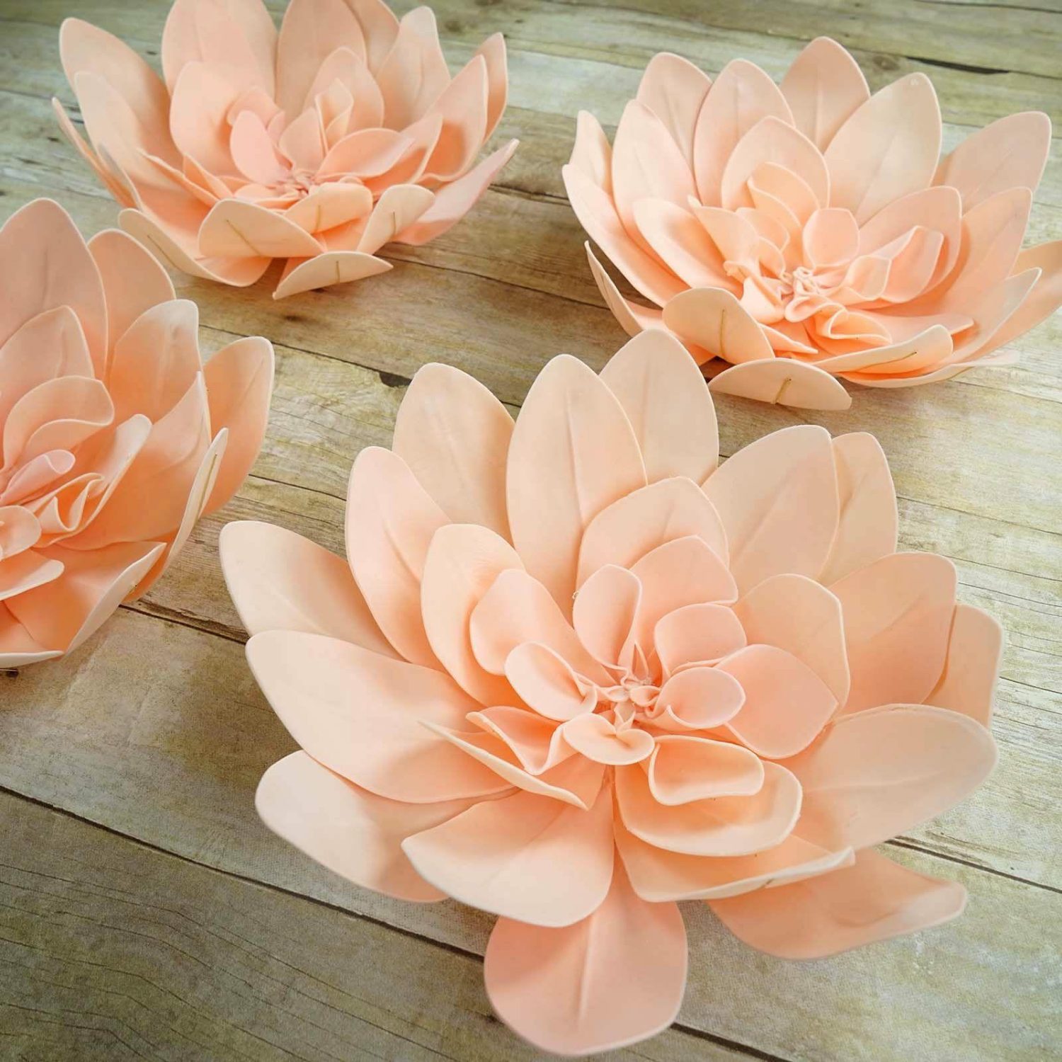 Large Floral Décor | 4 Pack Blush Real-Like Soft Foam Craft Daisy Flower Heads 16″ Display Props Blush