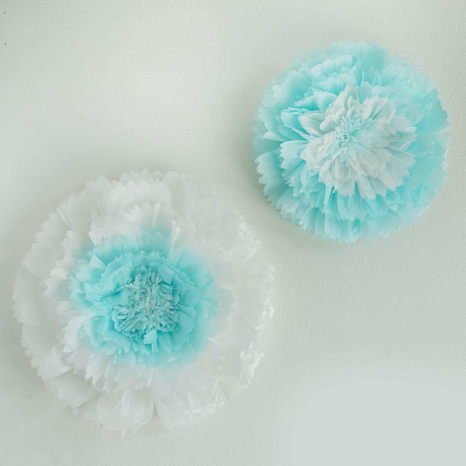 Large Floral Décor | Set of 2 Blue Carnation 3D Wall Giant Tissue Paper Flowers 12″,16″ Accent Flowers Large Floral Décor