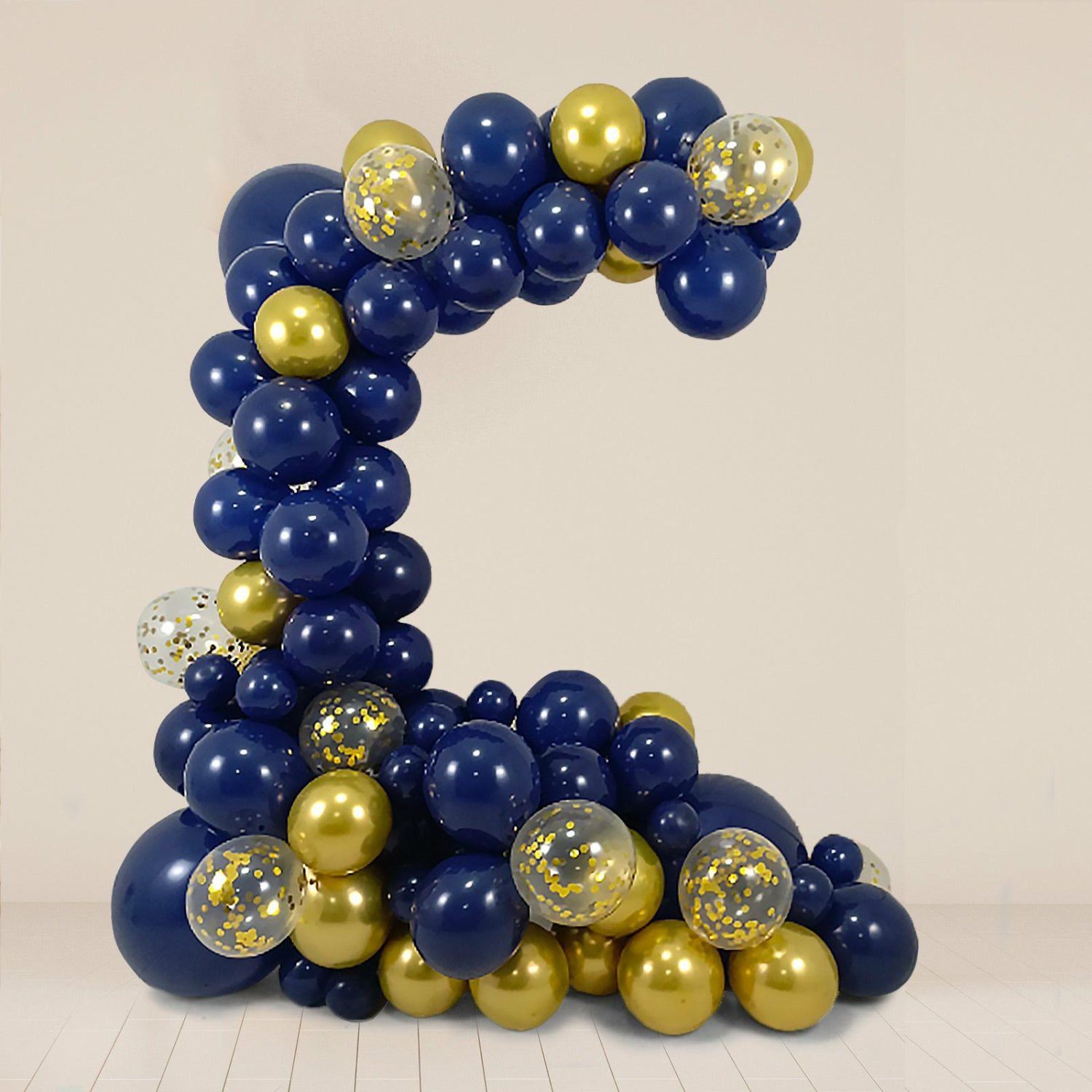 Latex Balloons | 100 Pack Assorted Royal Blue Gold DIY Balloon Garland Kit, Latex Party Balloon Arch Decorations Balloons Clear