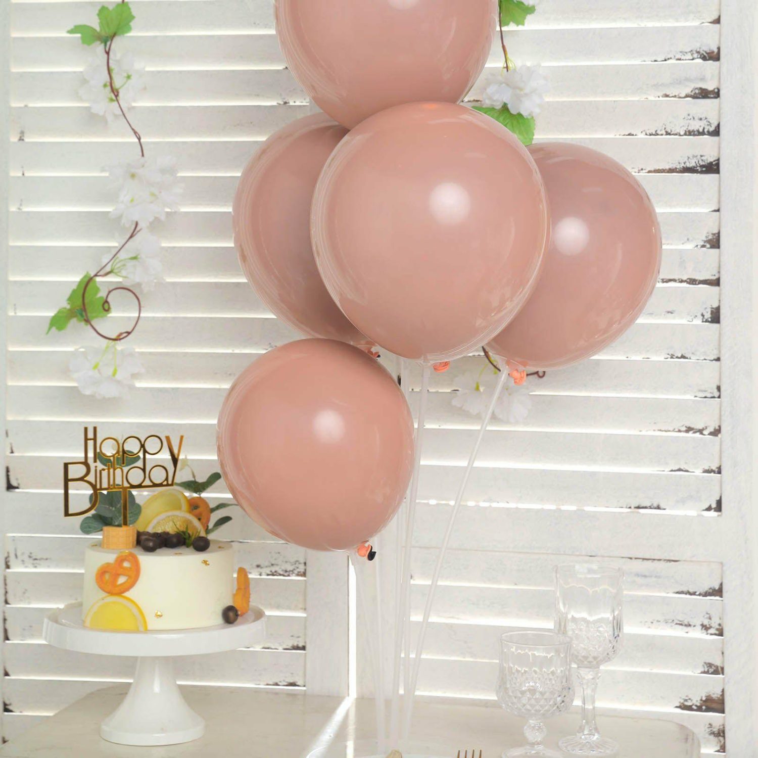 Latex Balloons | 25 Pack Matte Dusty Rose Double Stuffed Prepacked Latex Balloons 10″ Balloons Dusty rose