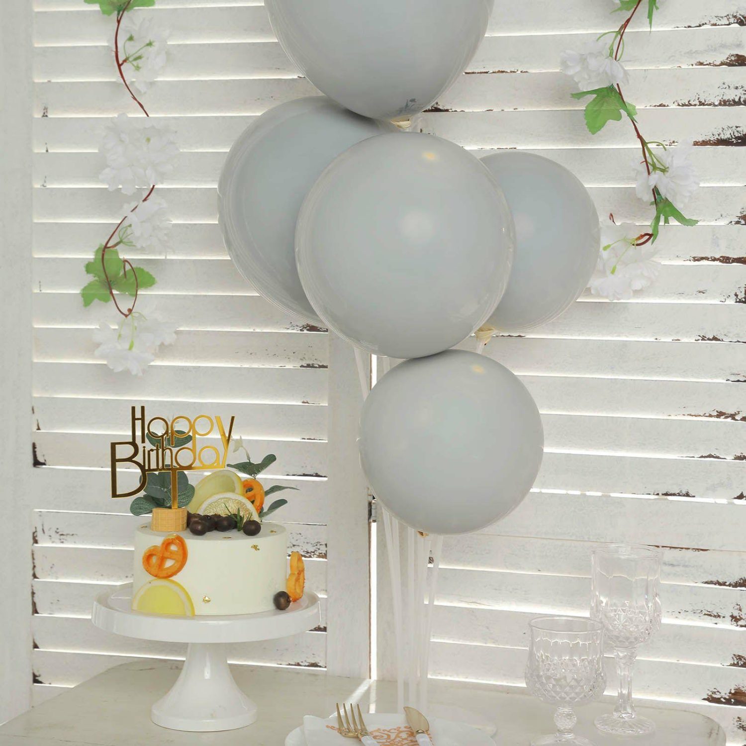 Latex Balloons | 25 Pack Matte Gray Double Stuffed Prepacked Latex Party Balloons 10″ Balloons Gray