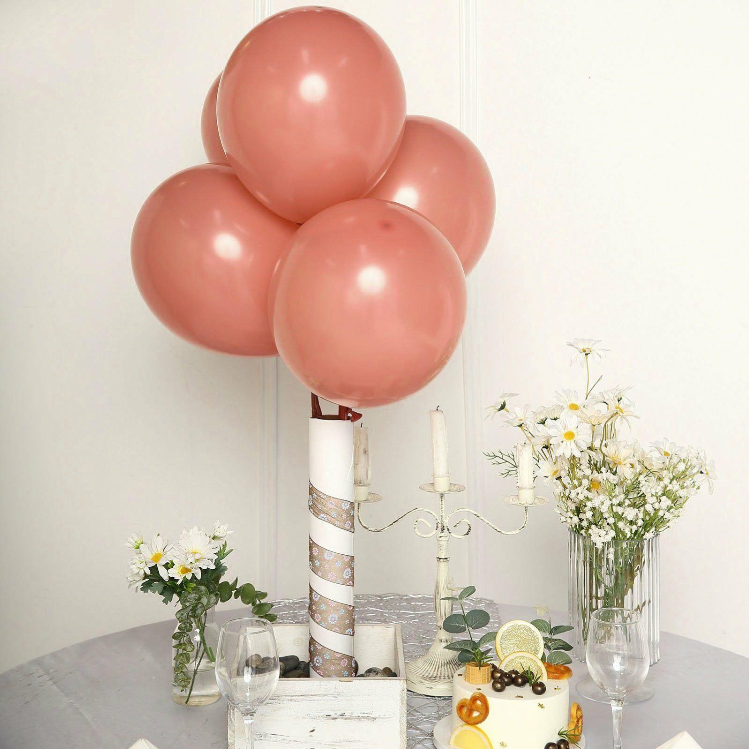 Latex Balloons | 25 Pack Matte Pastel Dusty Rose Helium/Air Latex Party Balloons 12″ Balloons Dusty rose