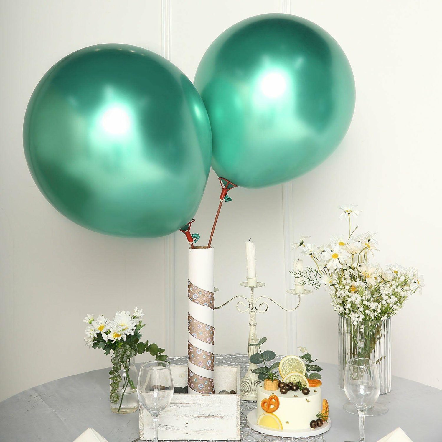 Latex Balloons | 5 Pack Metallic Chrome Green Latex Helium or Air Party Balloons 18″ Balloons Latex Balloons