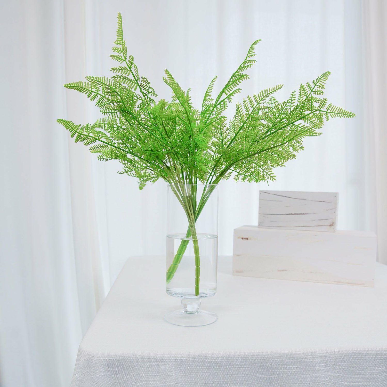 Leaf & Fern Bushes | 2 Stems Green Artificial Asparagus Fern Leaf Plant Indoor Faux Spray Artificial Plants Asparagus Fern