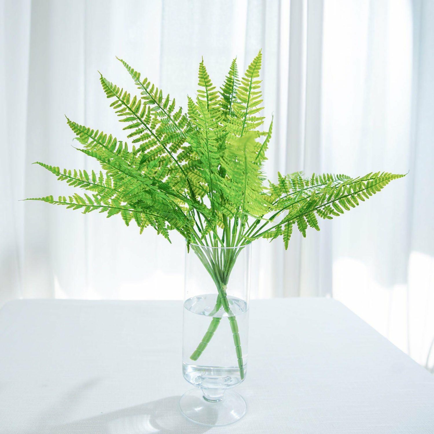 Leaf & Fern Bushes | 2 Stems Green Artificial Boston Fern Leaf Plant Indoor Faux Spray 19″ Artificial Plants Boston Fern