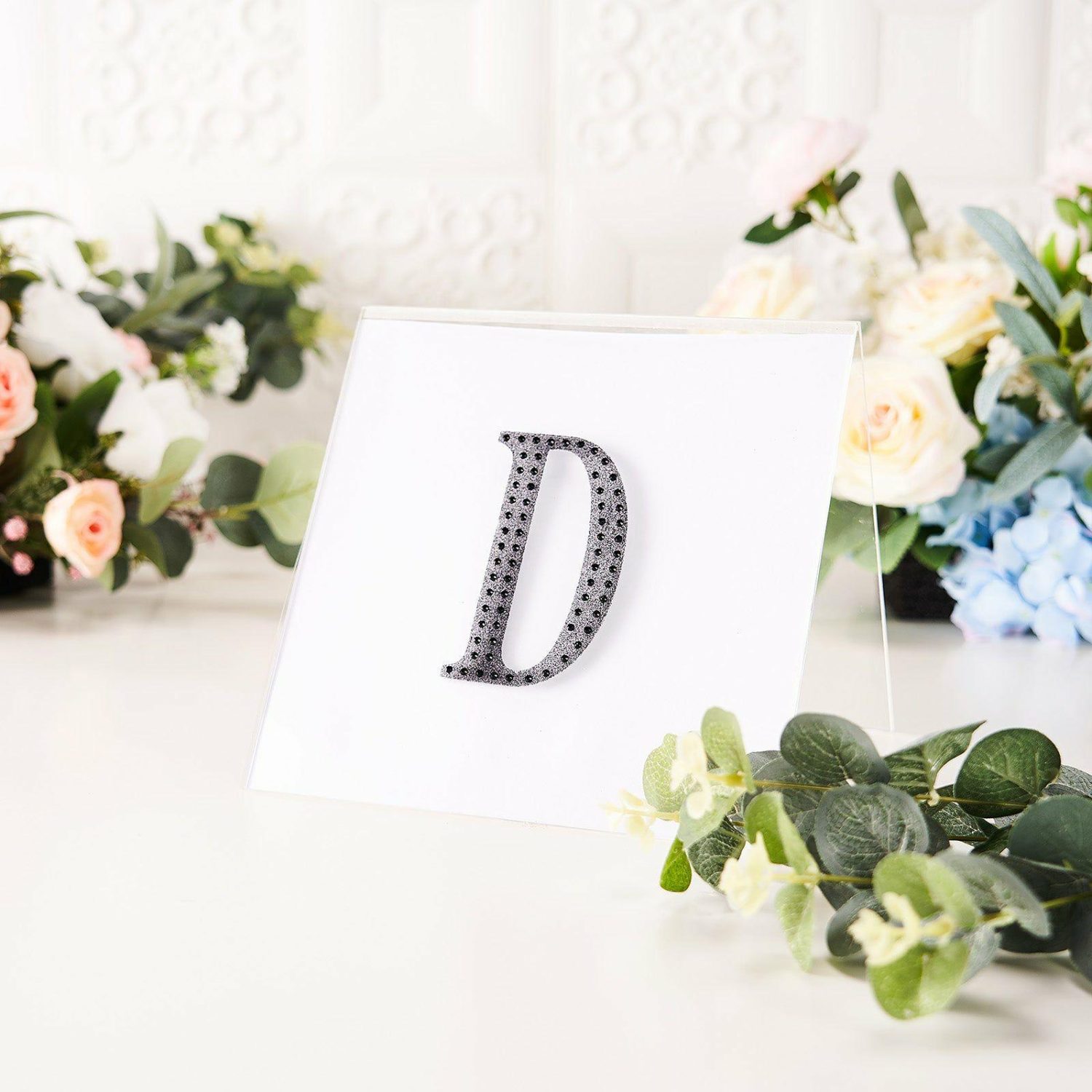 Letters & Table Numbers | Black Decorative Rhinestone Alphabet “D” Letter Stickers DIY Crafts 4″ Letters & Table Numbers D