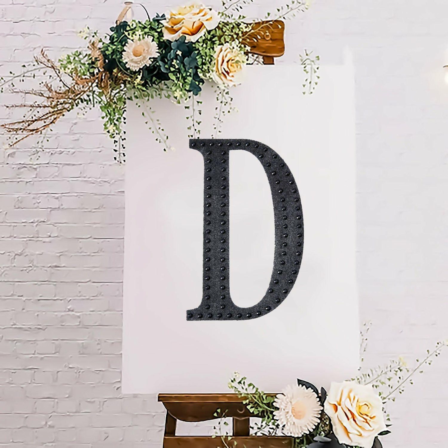 Letters & Table Numbers | Black Decorative Rhinestone Alphabet “D” Letter Stickers DIY Crafts 8″ Letters & Table Numbers D