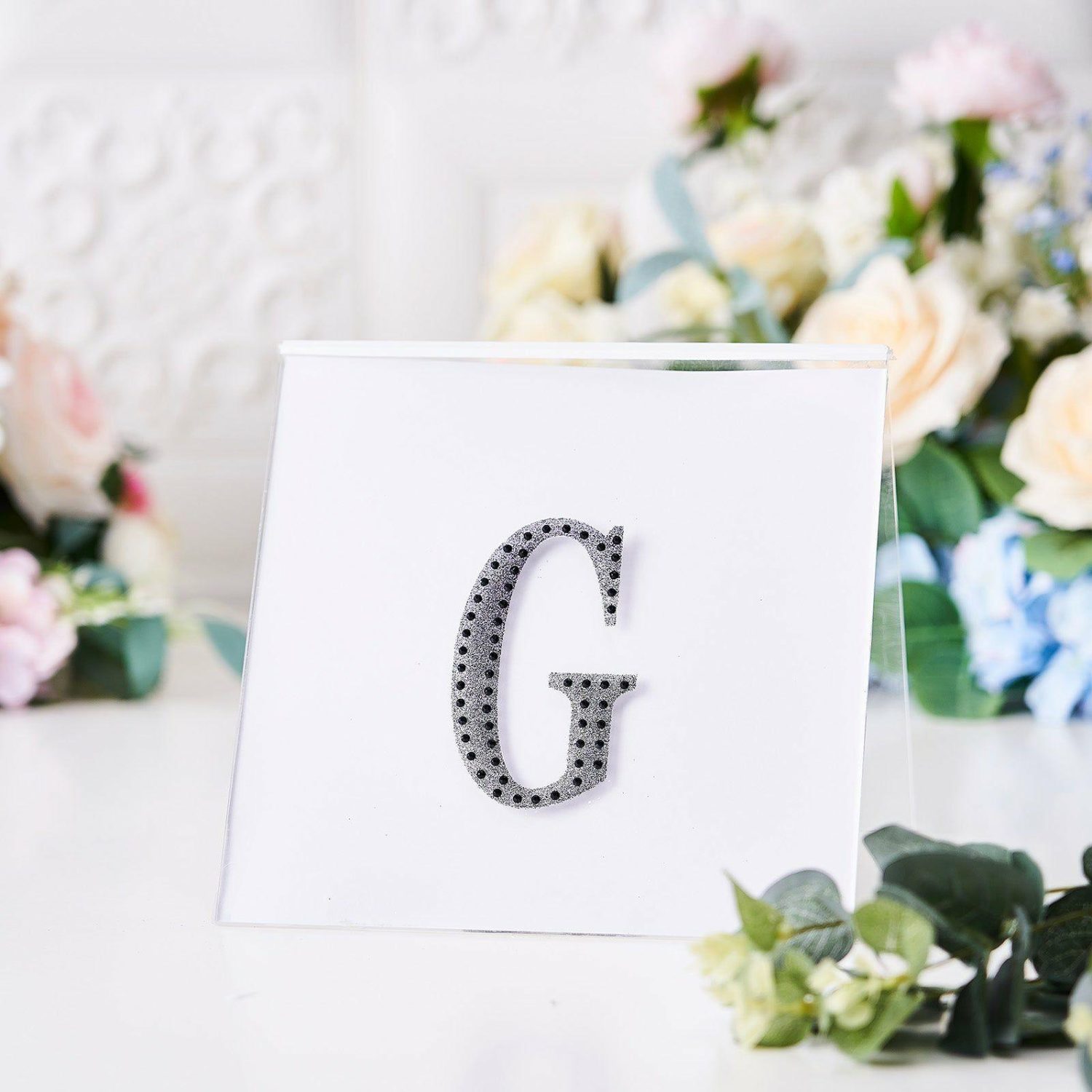 Letters & Table Numbers | Black Decorative Rhinestone Alphabet “G” Letter Stickers DIY Crafts 4″ Letters & Table Numbers G