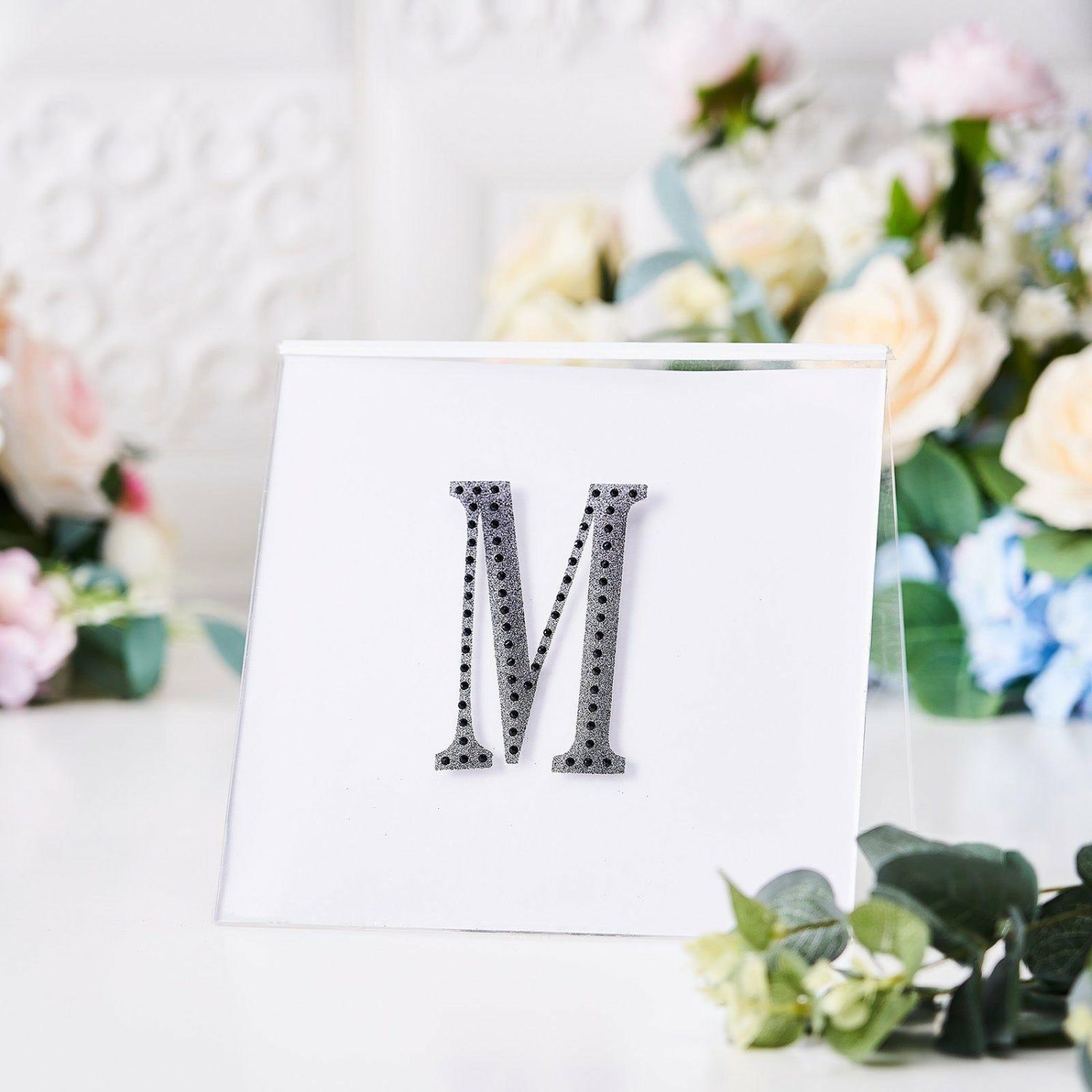 Letters & Table Numbers | Black Decorative Rhinestone Alphabet “M” Letter Stickers DIY Crafts 4″ Letters & Table Numbers Letters & Table Numbers