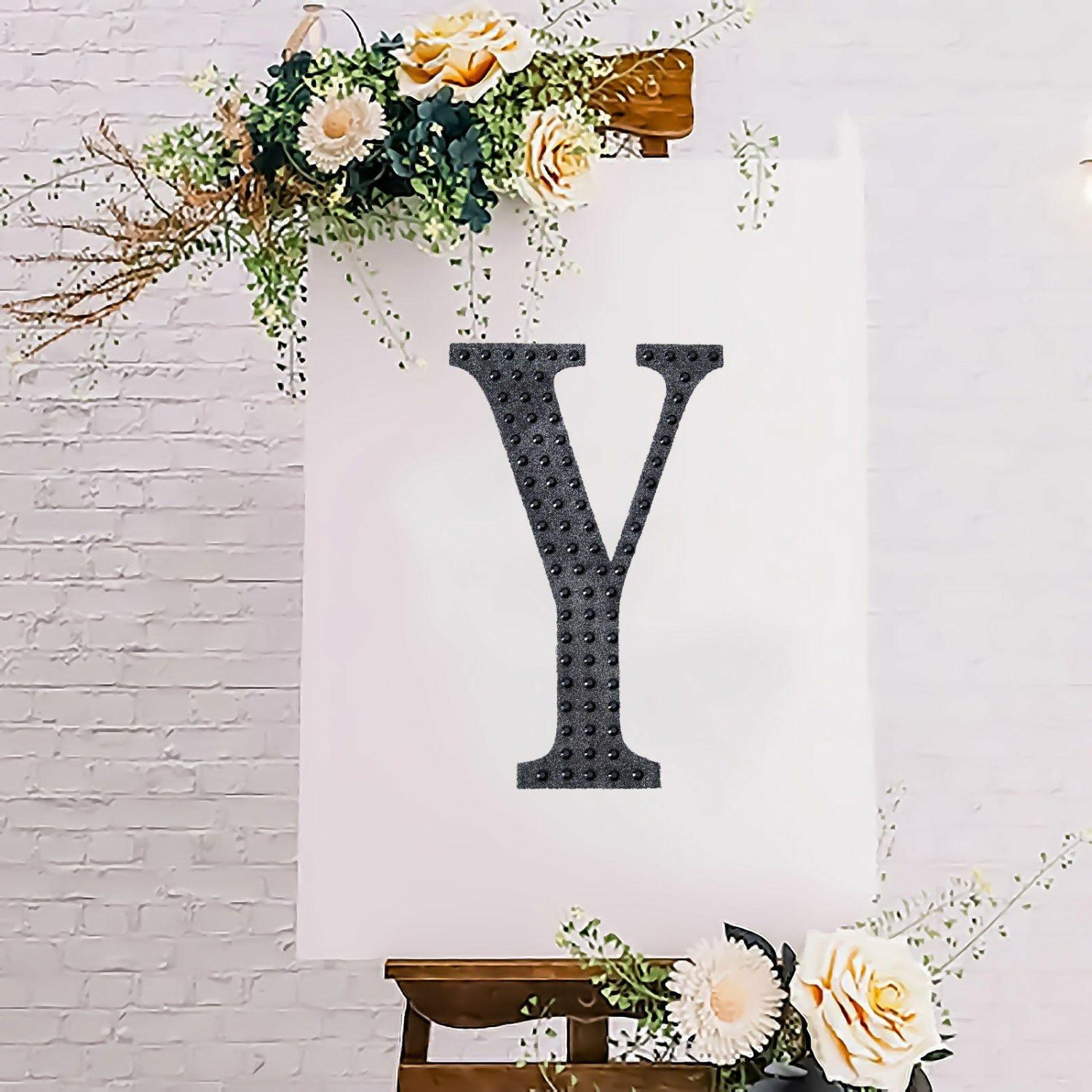 Letters & Table Numbers | Black Decorative Rhinestone Alphabet “Y” Letter Stickers DIY Crafts 8″ Letters & Table Numbers Letters & Table Numbers