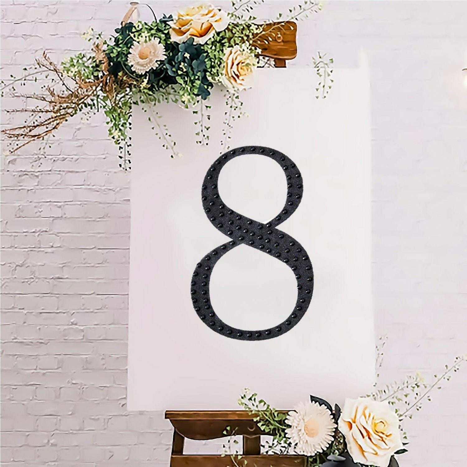 Letters & Table Numbers | Black Decorative Rhinestone Number “8” Stickers DIY Crafts 8″ Letters & Table Numbers 8