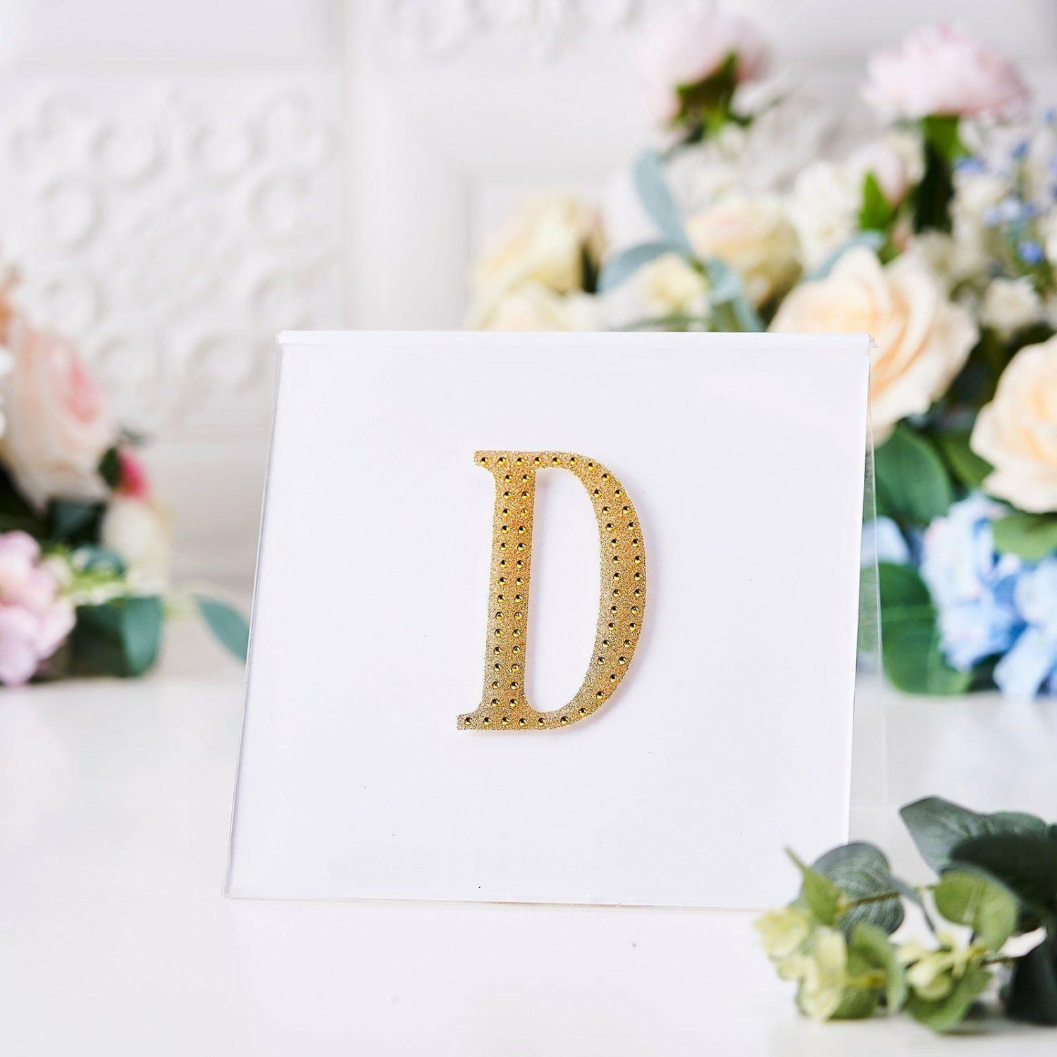 Letters & Table Numbers | Gold Decorative Rhinestone Alphabet “D” Letter Stickers DIY Crafts 4″ Letters & Table Numbers D