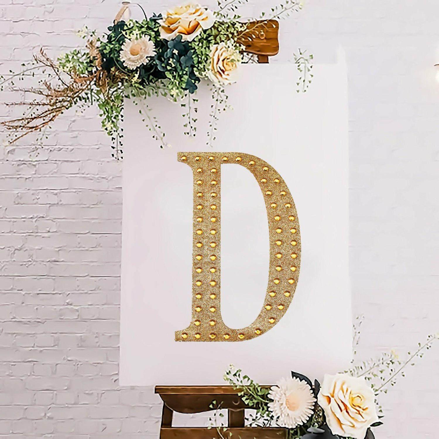 Letters & Table Numbers | Gold Decorative Rhinestone Alphabet “D” Letter Stickers DIY Crafts 8″ Letters & Table Numbers D