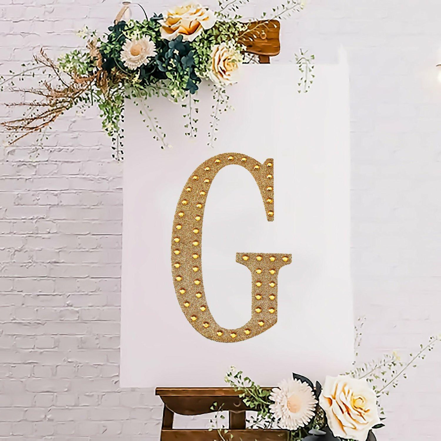 Letters & Table Numbers | Gold Decorative Rhinestone Alphabet “G” Letter Stickers DIY Crafts 8″ Letters & Table Numbers G