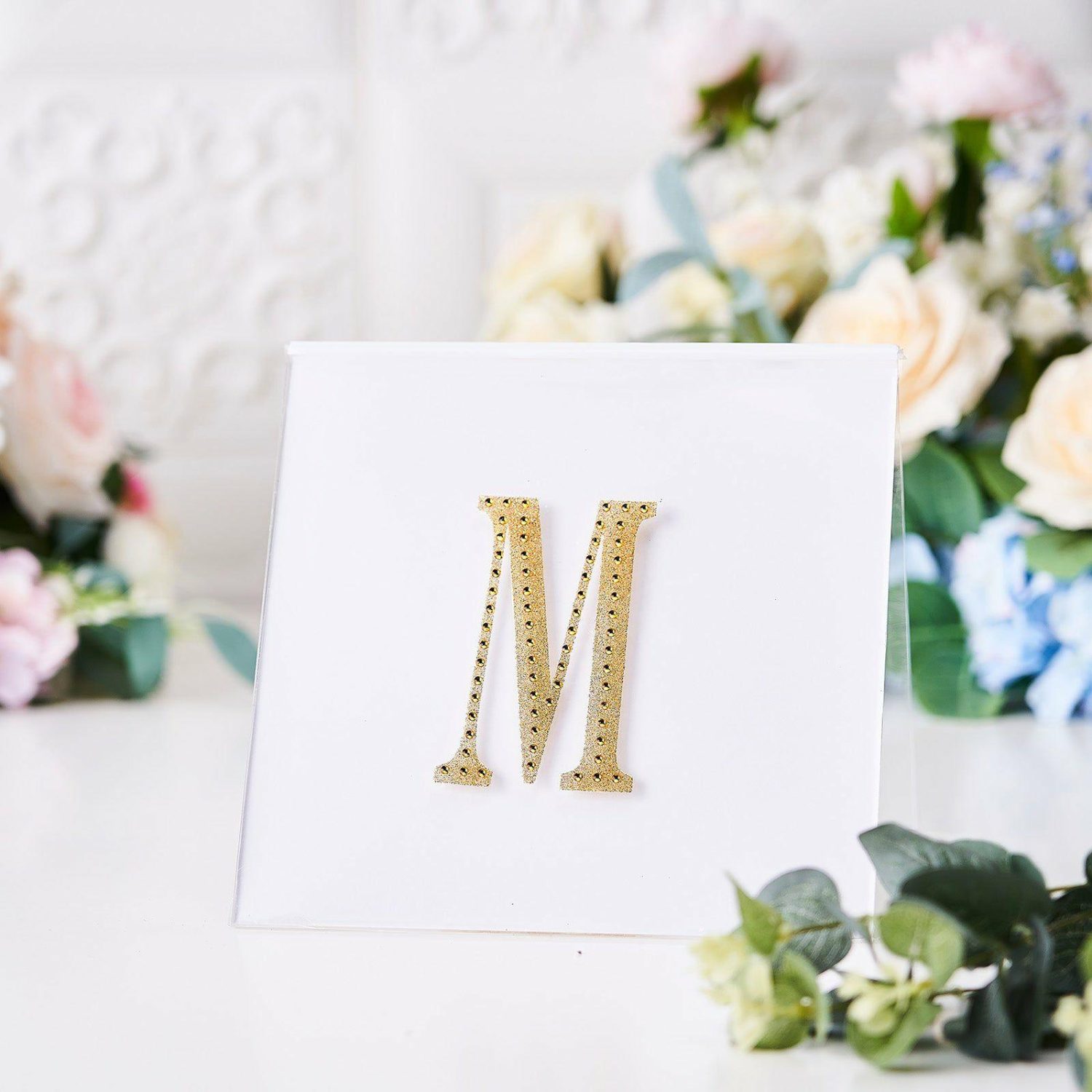 Letters & Table Numbers | Gold Decorative Rhinestone Alphabet “M” Letter Stickers DIY Crafts 4″ Letters & Table Numbers Letters & Table Numbers