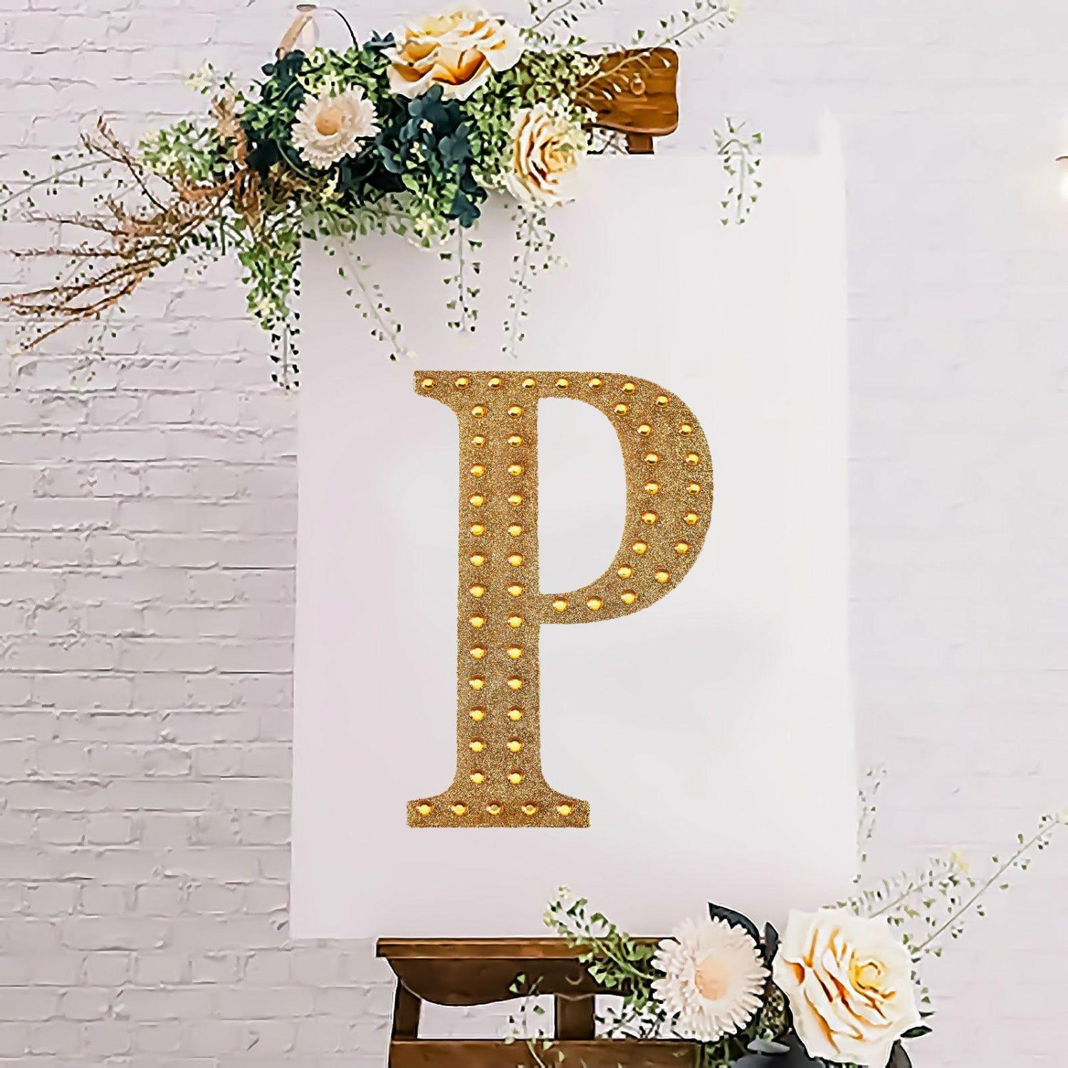 Letters & Table Numbers | Gold Decorative Rhinestone Alphabet “P” Letter Stickers DIY Crafts 8″ Letters & Table Numbers Letters & Table Numbers