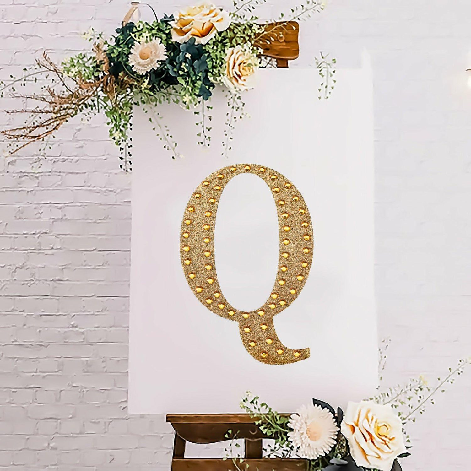 Letters & Table Numbers | Gold Decorative Rhinestone Alphabet “Q” Letter Stickers DIY Crafts 8″ Letters & Table Numbers Letters & Table Numbers