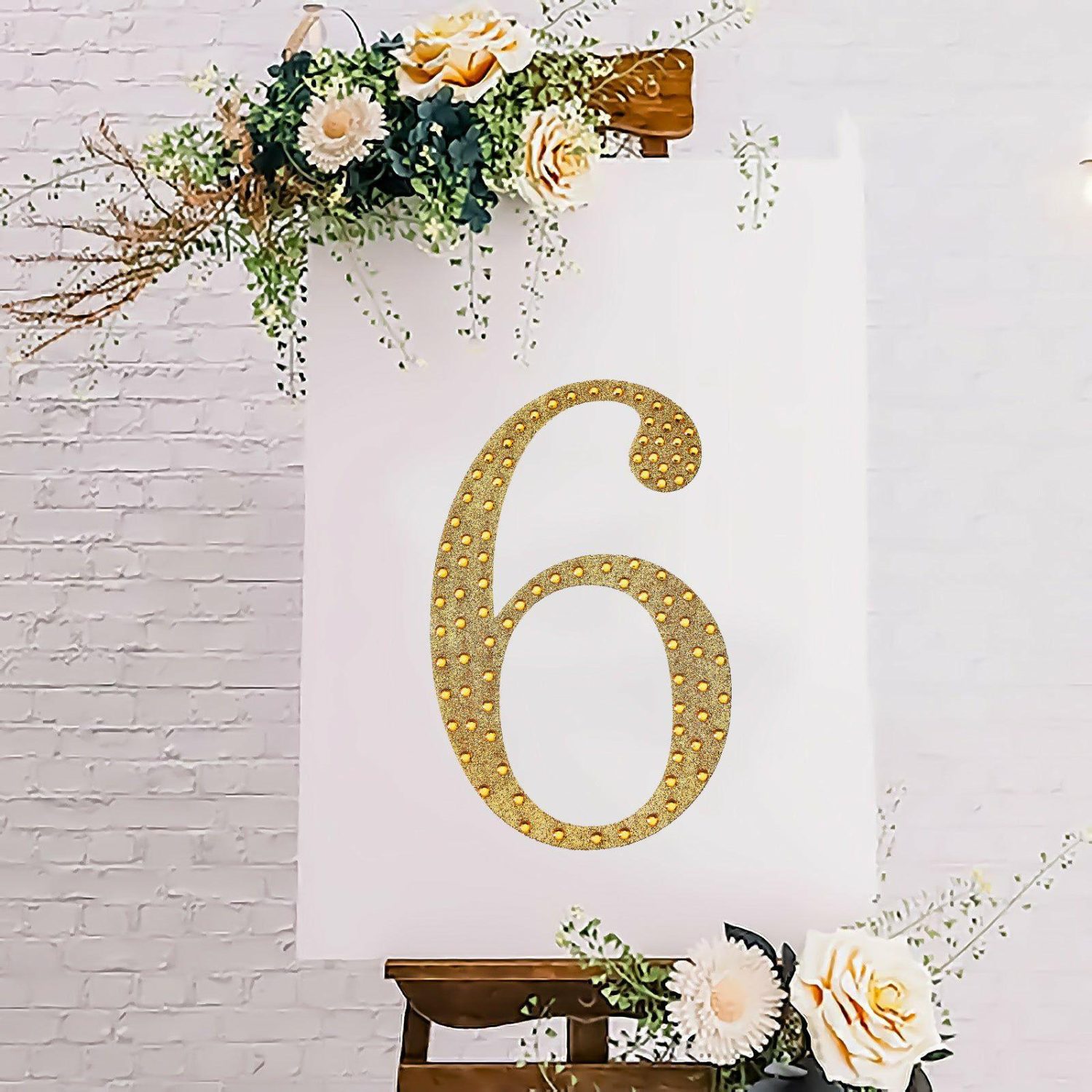 Letters & Table Numbers | Gold Decorative Rhinestone Number “6” Stickers DIY Crafts 8″ Letters & Table Numbers 6