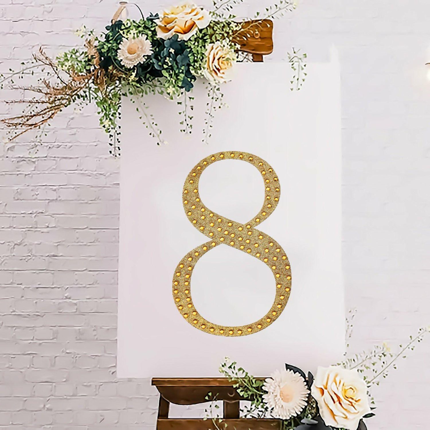 Letters & Table Numbers | Gold Decorative Rhinestone Number “8” Stickers DIY Crafts 8″ Letters & Table Numbers 8