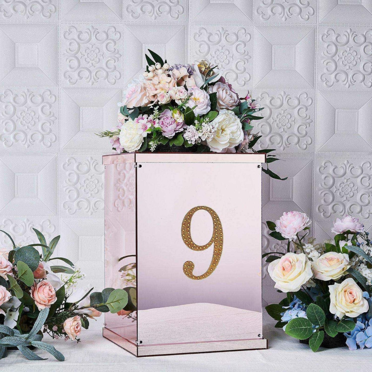 Letters & Table Numbers | Gold Decorative Rhinestone Number “9” Stickers DIY Crafts 6″ Display Props 9