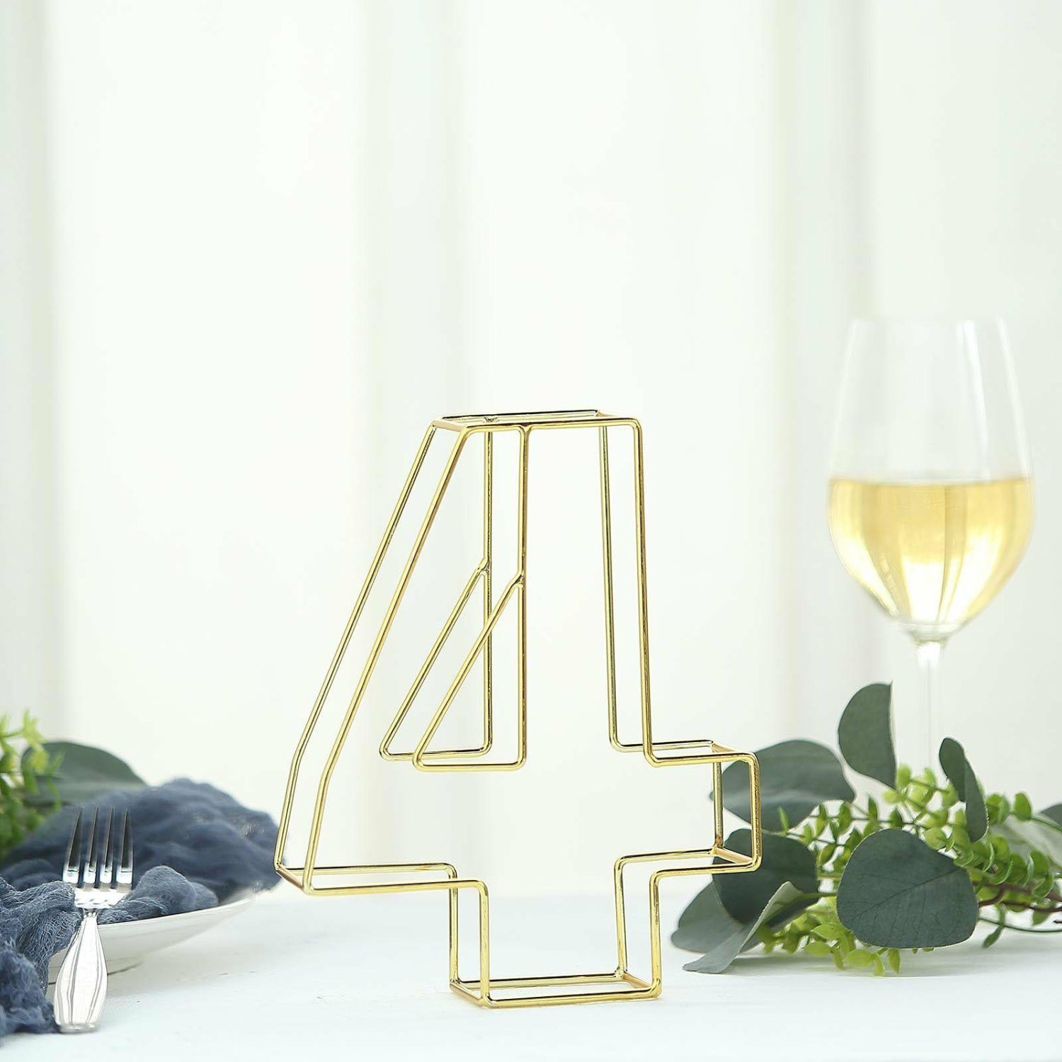 Letters & Table Numbers | Gold Freestanding 3D Decorative Metal Wire “4” Numbers, Wedding Table Numbers 8″ Tall Letters & Table Numbers Letters & Table Numbers