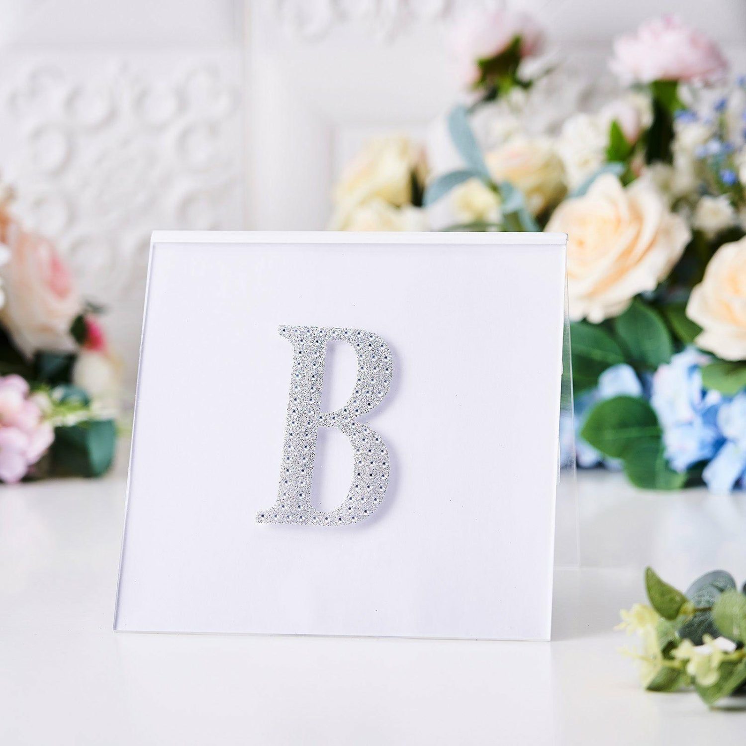 Letters & Table Numbers | Silver Decorative Rhinestone Alphabet “B” Letter Stickers DIY Crafts 4″ Letters & Table Numbers B