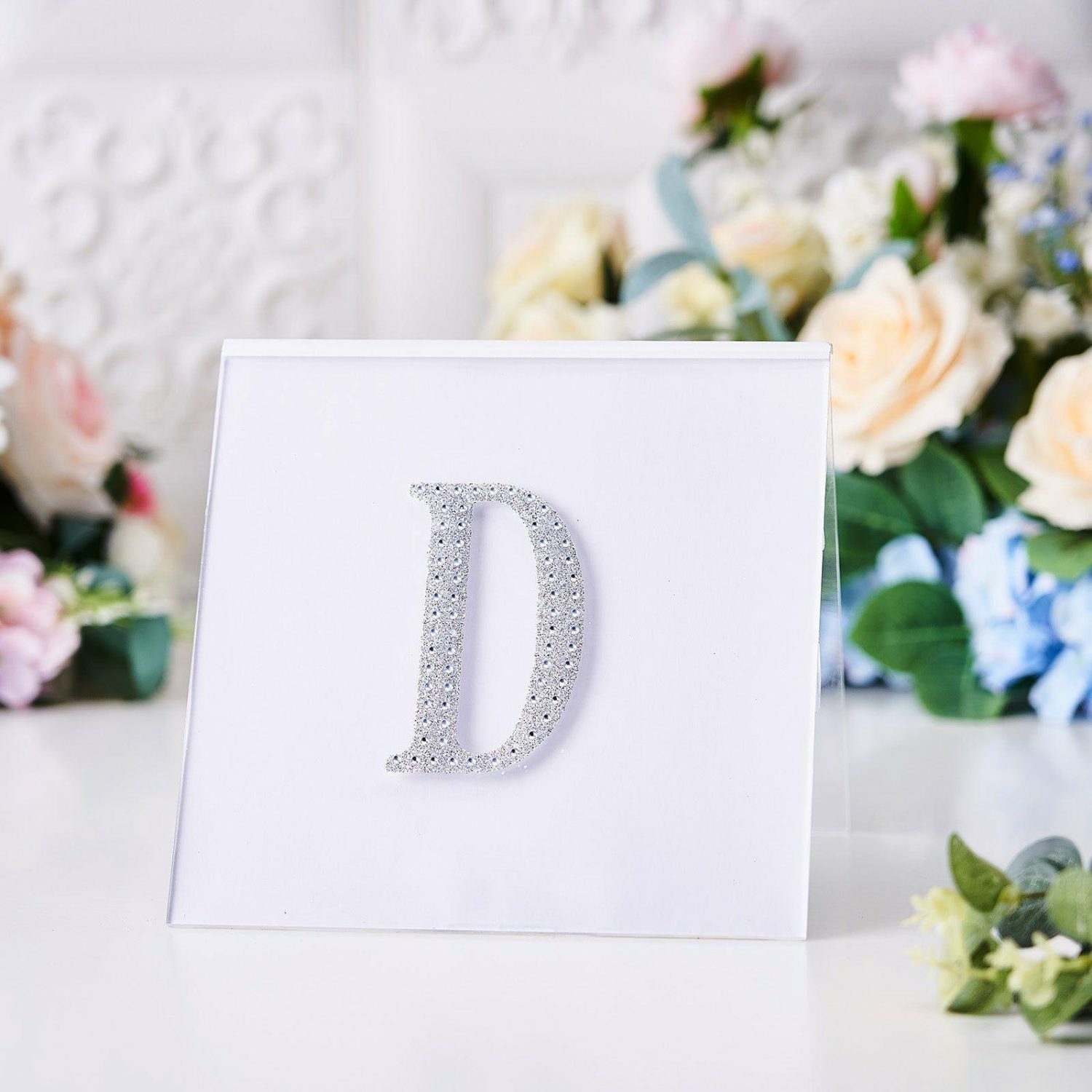 Letters & Table Numbers | Silver Decorative Rhinestone Alphabet “D” Letter Stickers DIY Crafts 4″ Letters & Table Numbers D