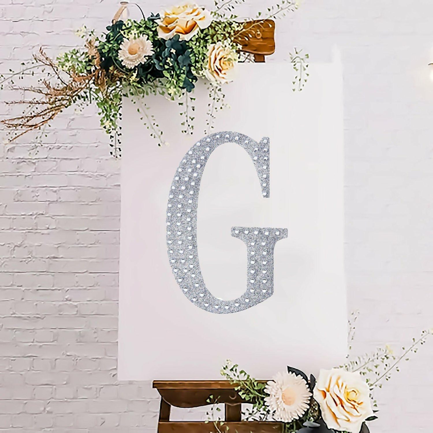 Letters & Table Numbers | Silver Decorative Rhinestone Alphabet “G” Letter Stickers DIY Crafts 8″ Letters & Table Numbers G