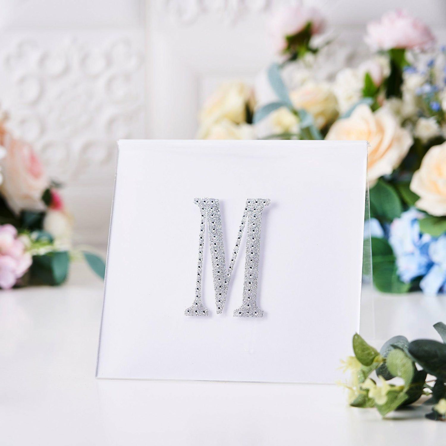 Letters & Table Numbers | Silver Decorative Rhinestone Alphabet “M” Letter Stickers DIY Crafts 4″ Letters & Table Numbers Letters & Table Numbers