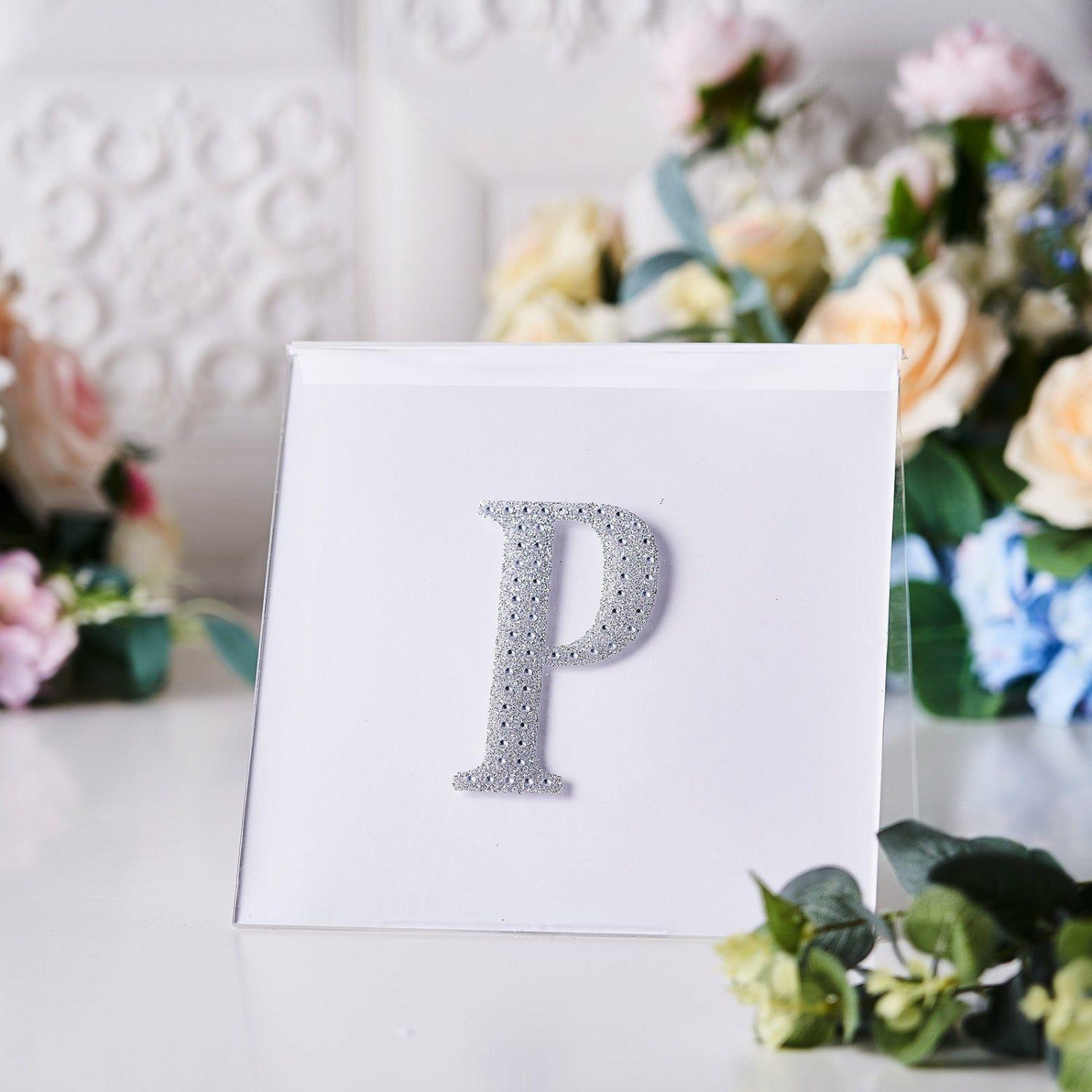 Letters & Table Numbers | Silver Decorative Rhinestone Alphabet “P” Letter Stickers DIY Crafts 4″ Letters & Table Numbers Letters & Table Numbers