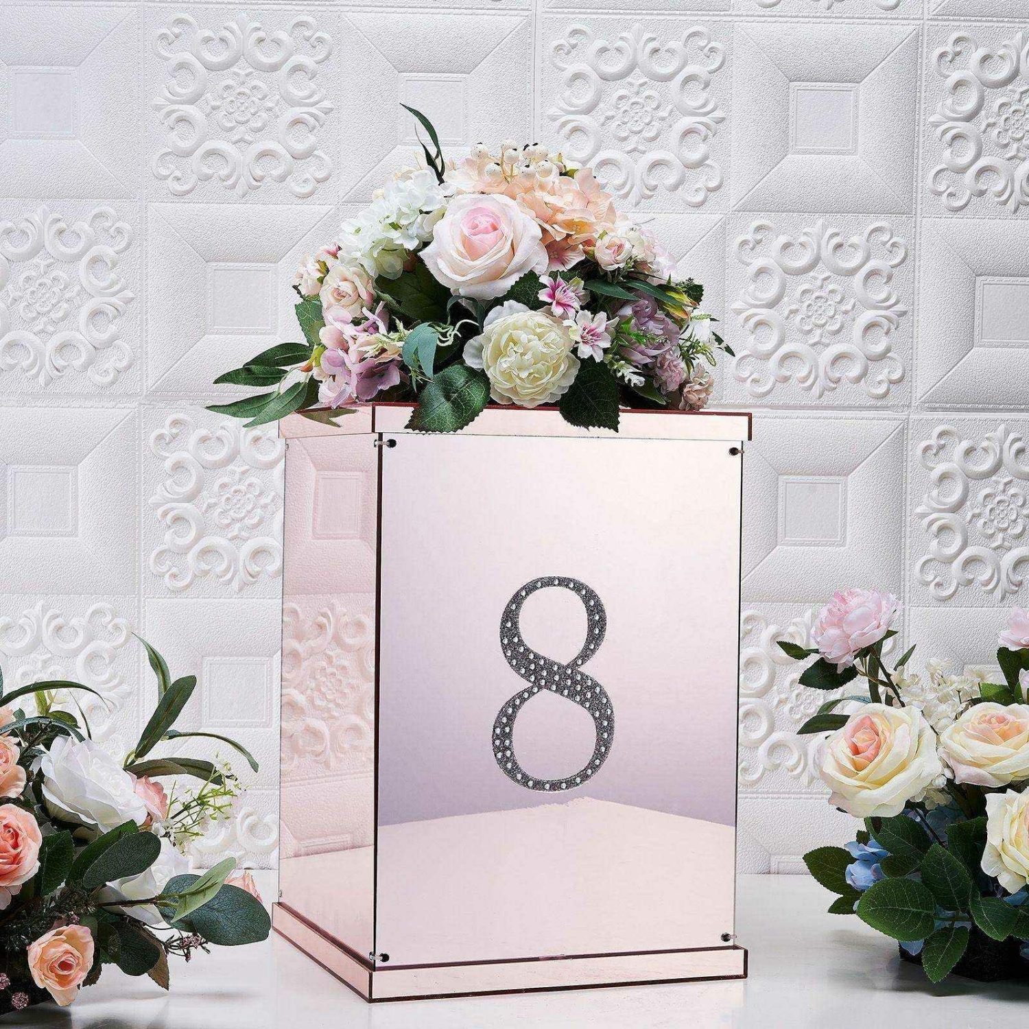 Letters & Table Numbers | Silver Decorative Rhinestone Number “8” Stickers DIY Crafts 6″ Letters & Table Numbers 8