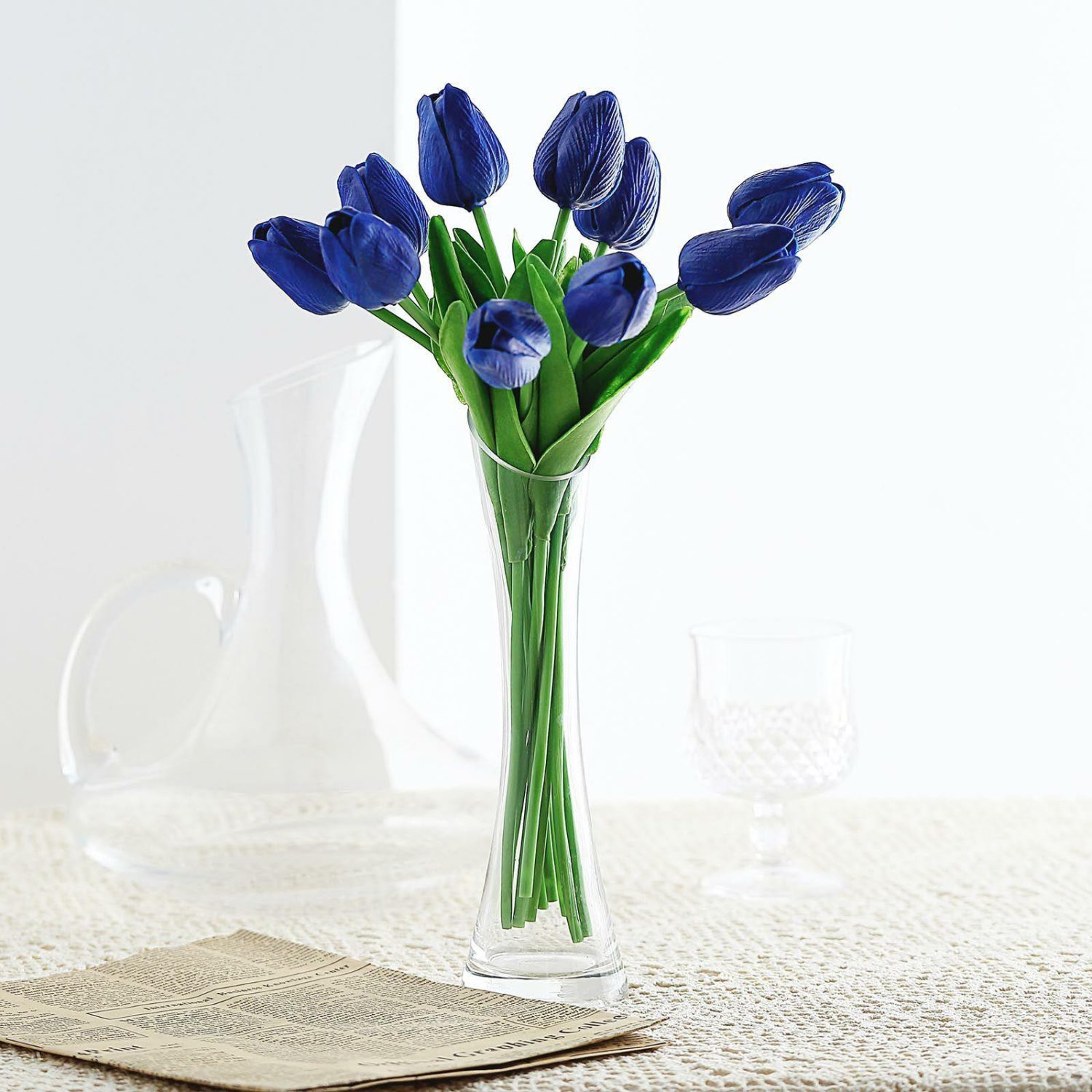 Lily & Tulips | 10 Stems Royal Blue Real Touch Artificial Foam Tulip Flowers 13″ Artificial Flowers Lily & Tulips