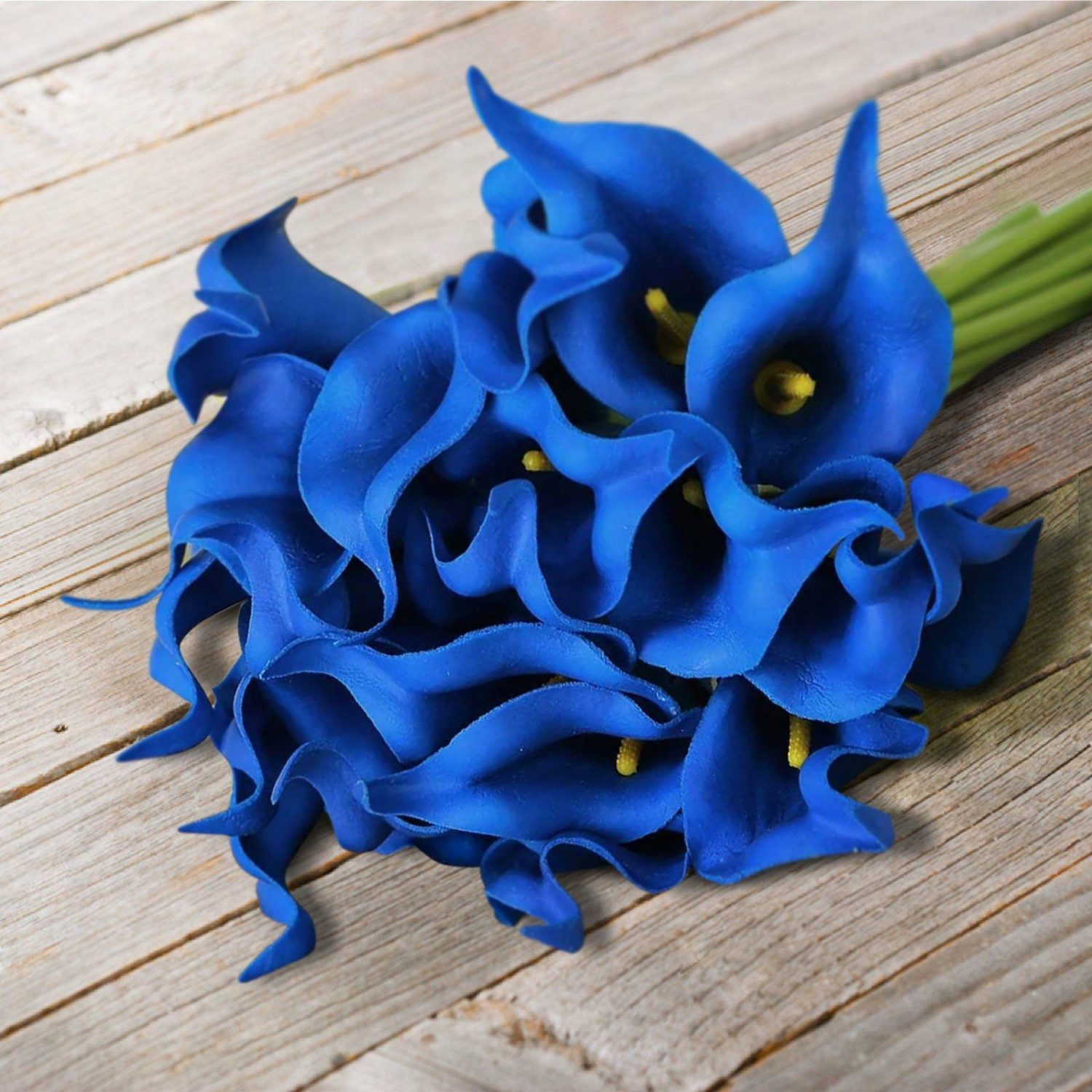 Lily & Tulips | 20 Stems Royal Blue Artificial Poly Foam Calla Lily Flowers 14″ Artificial Flowers Lily & Tulips