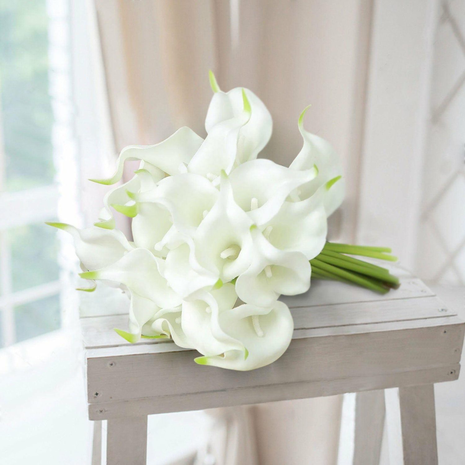 Lily & Tulips | 20 Stems White Artificial Poly Foam Calla Lily Flowers 14″ Artificial Flowers Lily & Tulips