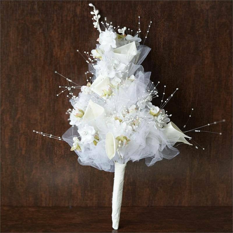 Lily & Tulips | Cream Artificial Lily and Tulip Wedding/Bridal Bouquet Flowers 20″ Artificial Flowers Cream