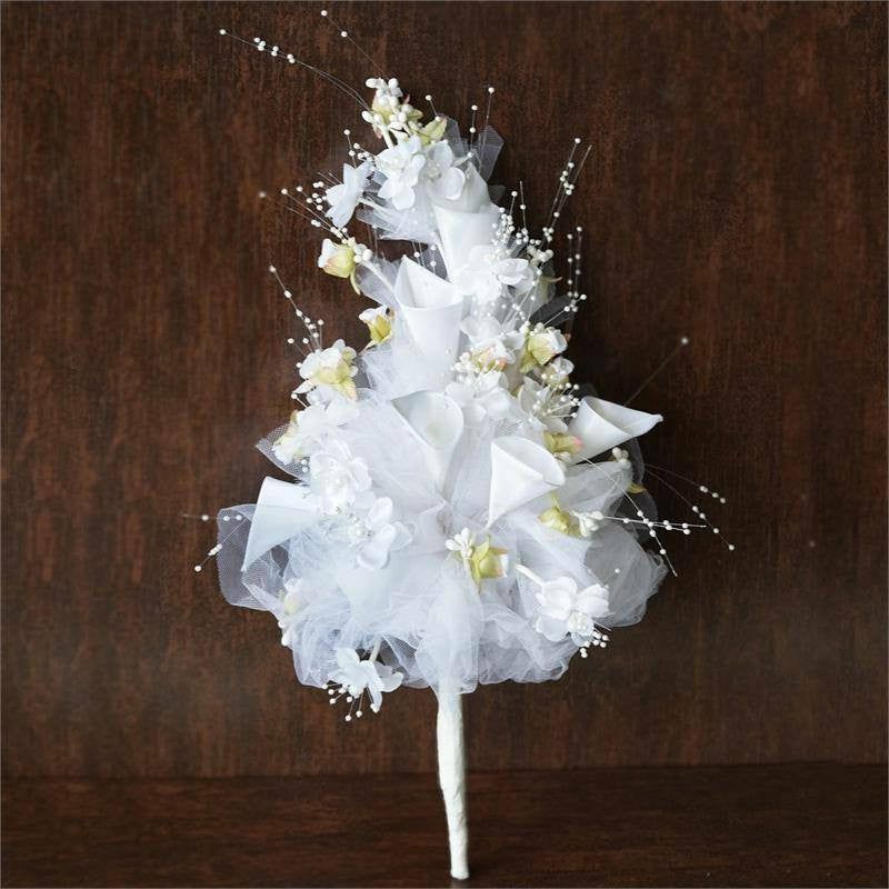 Lily & Tulips | White Artificial Lily and Tulip Wedding/Bridal Bouquet Flowers 20″ Artificial Flowers Lily & Tulips