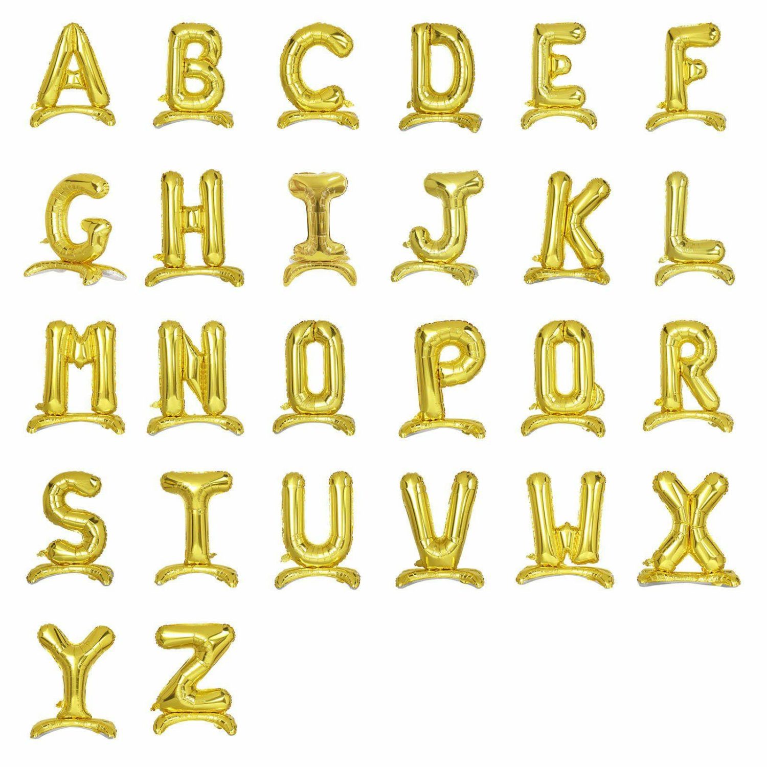 Number & Letter Balloons | Gold Self Standing Helium/Air Mylar Foil Letter and Number Balloons 27″ Balloons Number & Letter Balloons