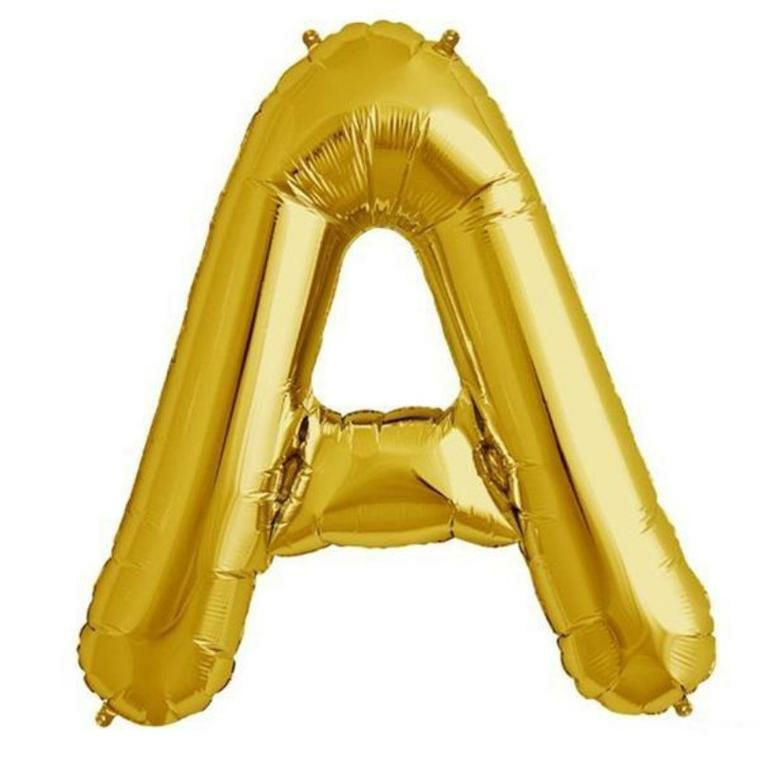 Number & Letter Balloons | Shiny Metallic Gold Mylar Foil Alphabet “Letter & Number” Balloons 16″ Balloons Gold