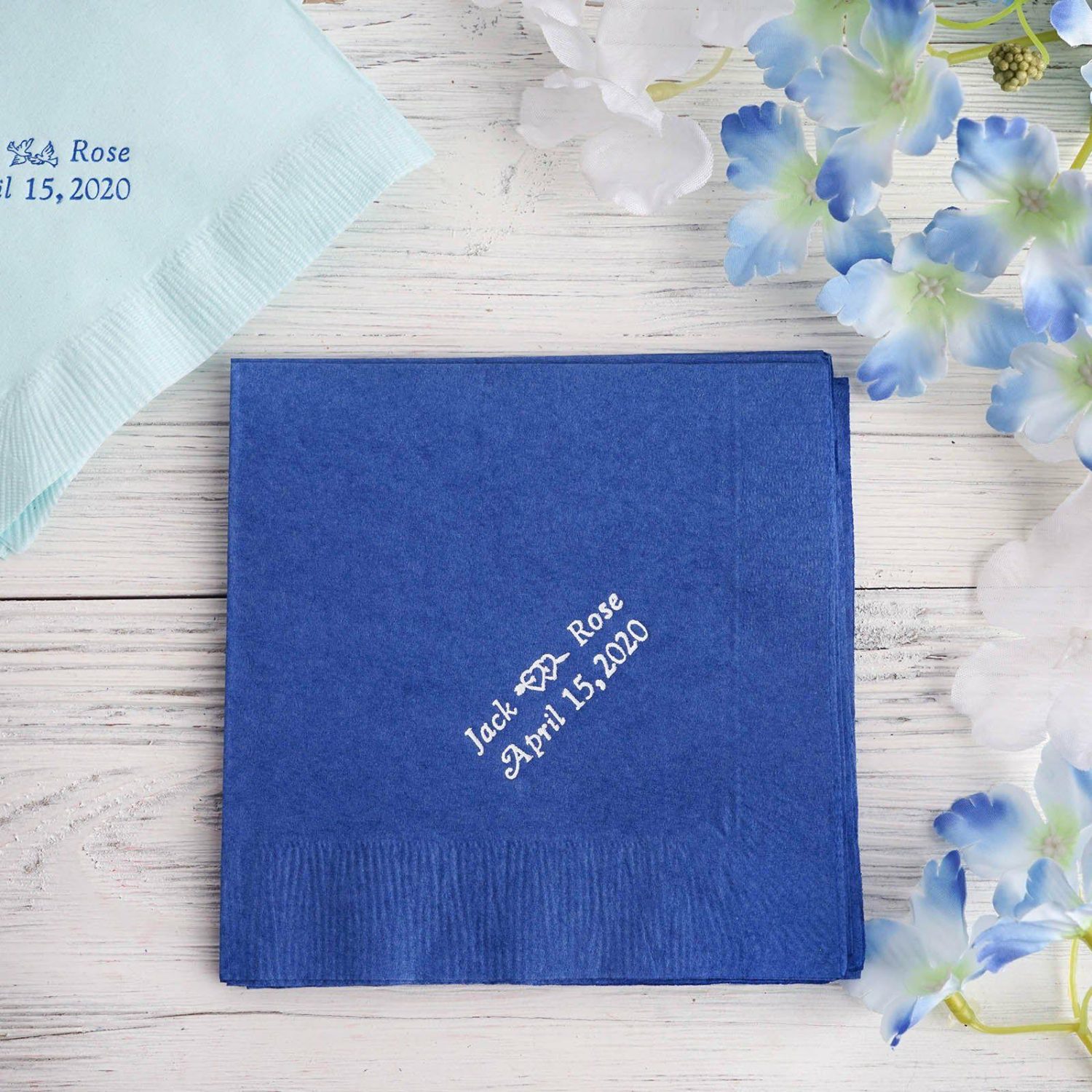 Paper Cups & Napkins | 100 Pack Personalized Paper Cocktail Napkins, Custom Wedding Favors With Small Emblem Disposable Tableware Paper Cups & Napkins