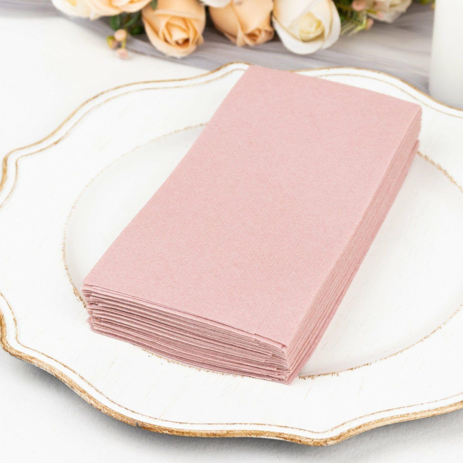 Paper Cups & Napkins | 20 Pack Dusty Rose Soft Linen-Feel Airlaid Paper Party Napkins, Highly Absorbent Disposable Dinner Napkins Disposable Tableware Dusty rose