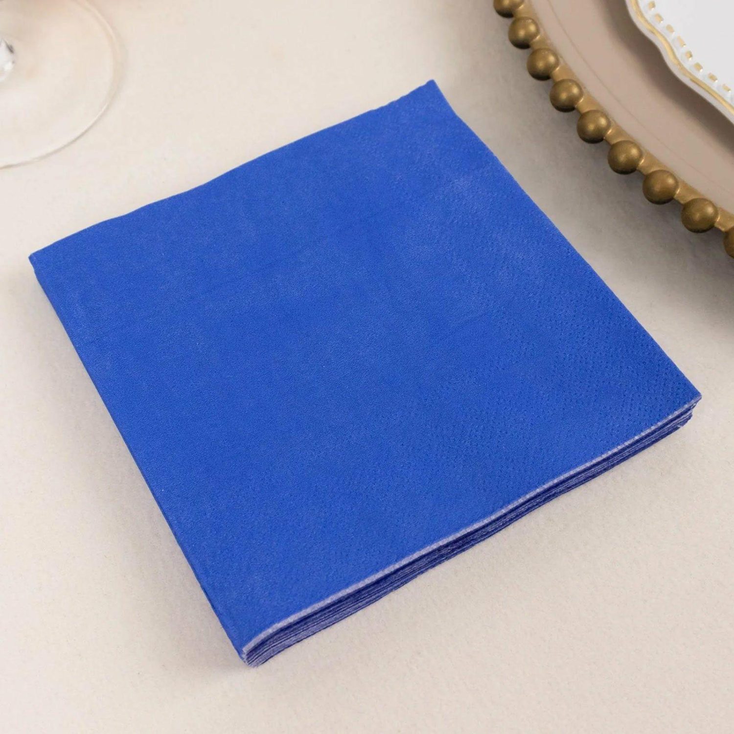 Paper Cups & Napkins | 50 Pack Royal Blue Soft 2-Ply Paper Beverage Napkins, Disposable Cocktail Napkins 18 GSM – 5″x5″ Disposable Tableware Paper Cups & Napkins