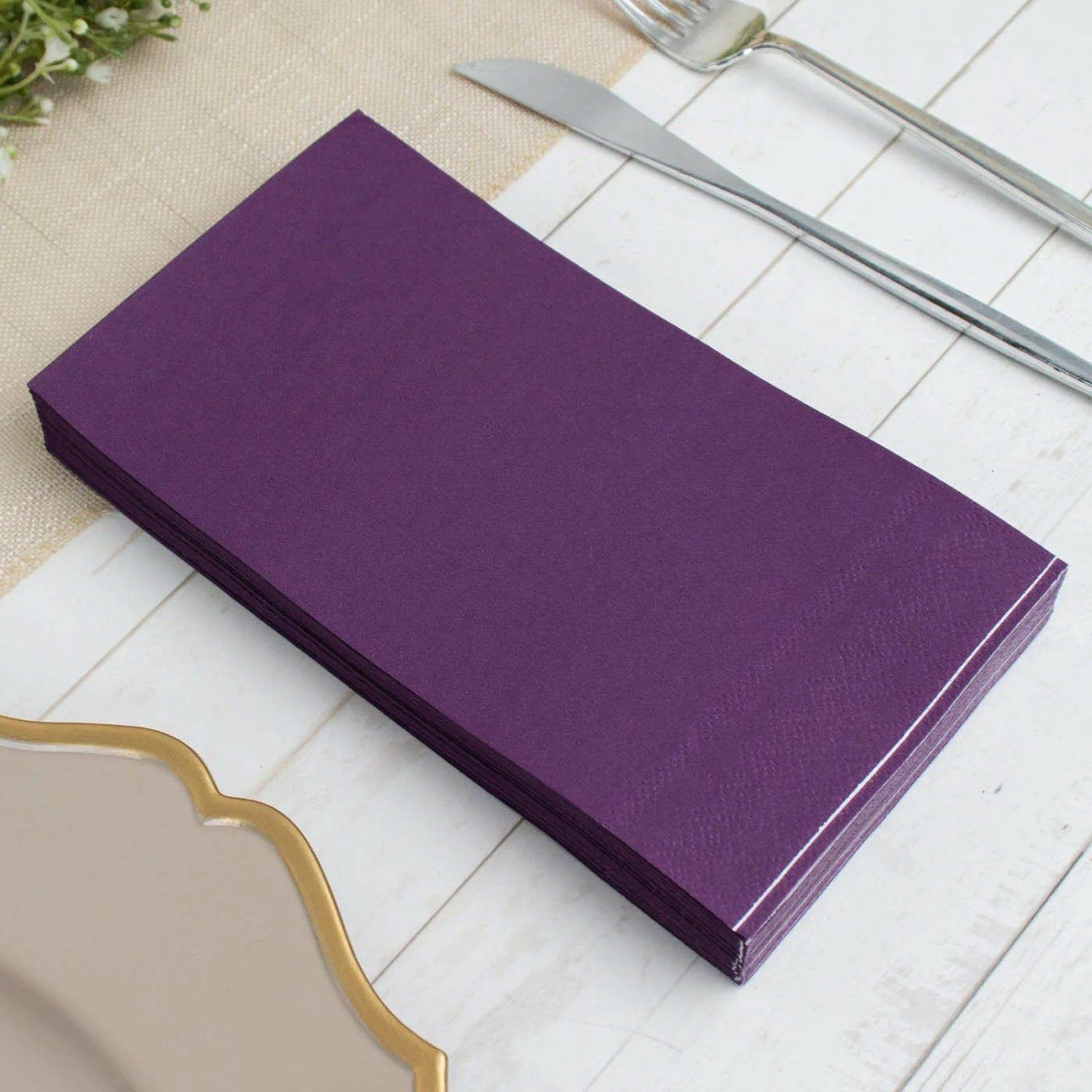 Paper Cups & Napkins | 50 Pack Soft Purple Dinner Party Paper Napkins, Wedding Reception Cocktail Beverage Napkins 2 Ply Disposable Tableware Paper Cups & Napkins