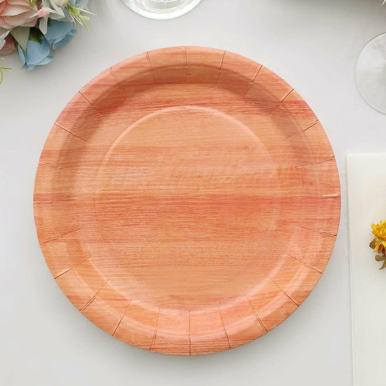 Paper Dinner Plates | 25 Pack Natural Farmhouse Wood Grain Paper Dinner Plates, Rustic Disposable Party Plates 10″ Disposable Tableware Paper Dinner Plates