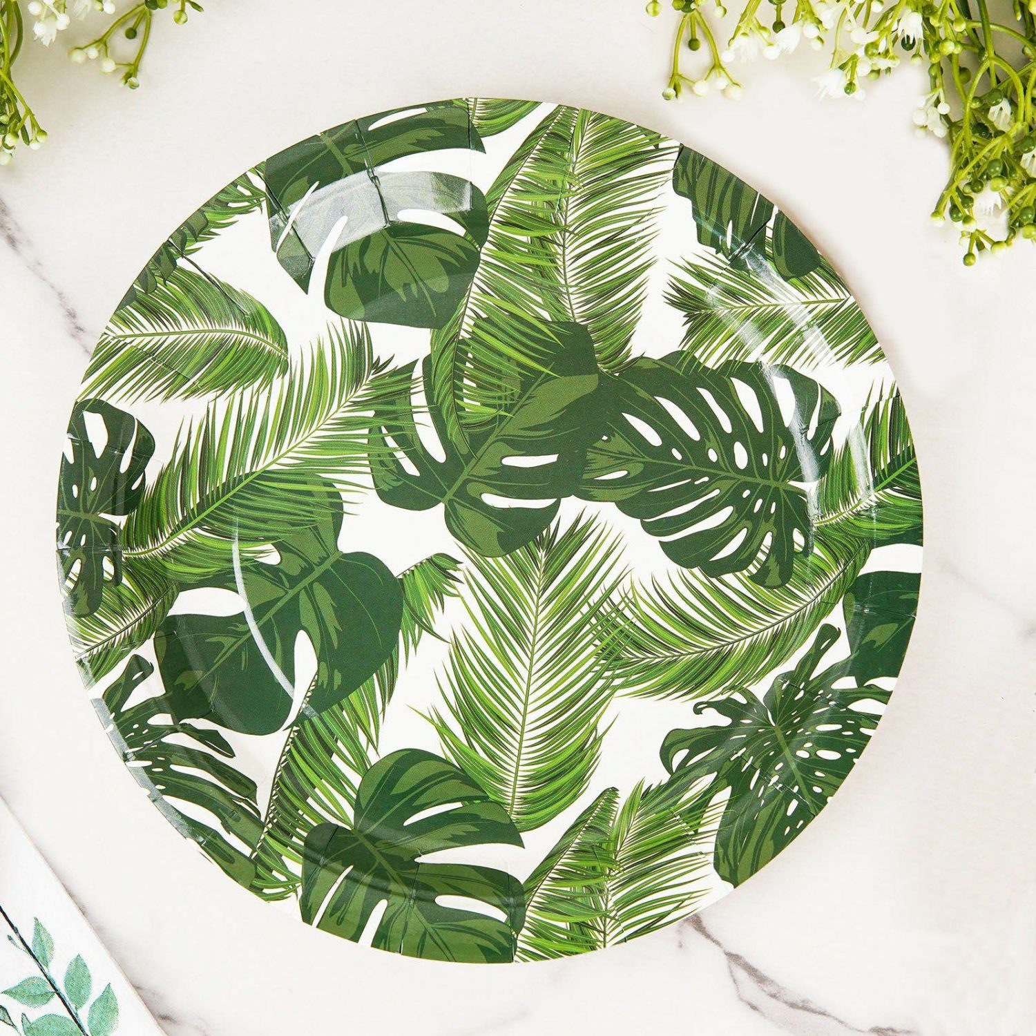 Paper Dinner Plates | 25 Pack Tropical Palm Leaf Mix Dinner Paper Plates, Disposable Plates 300 GSM 9″ Disposable Tableware Paper Dinner Plates