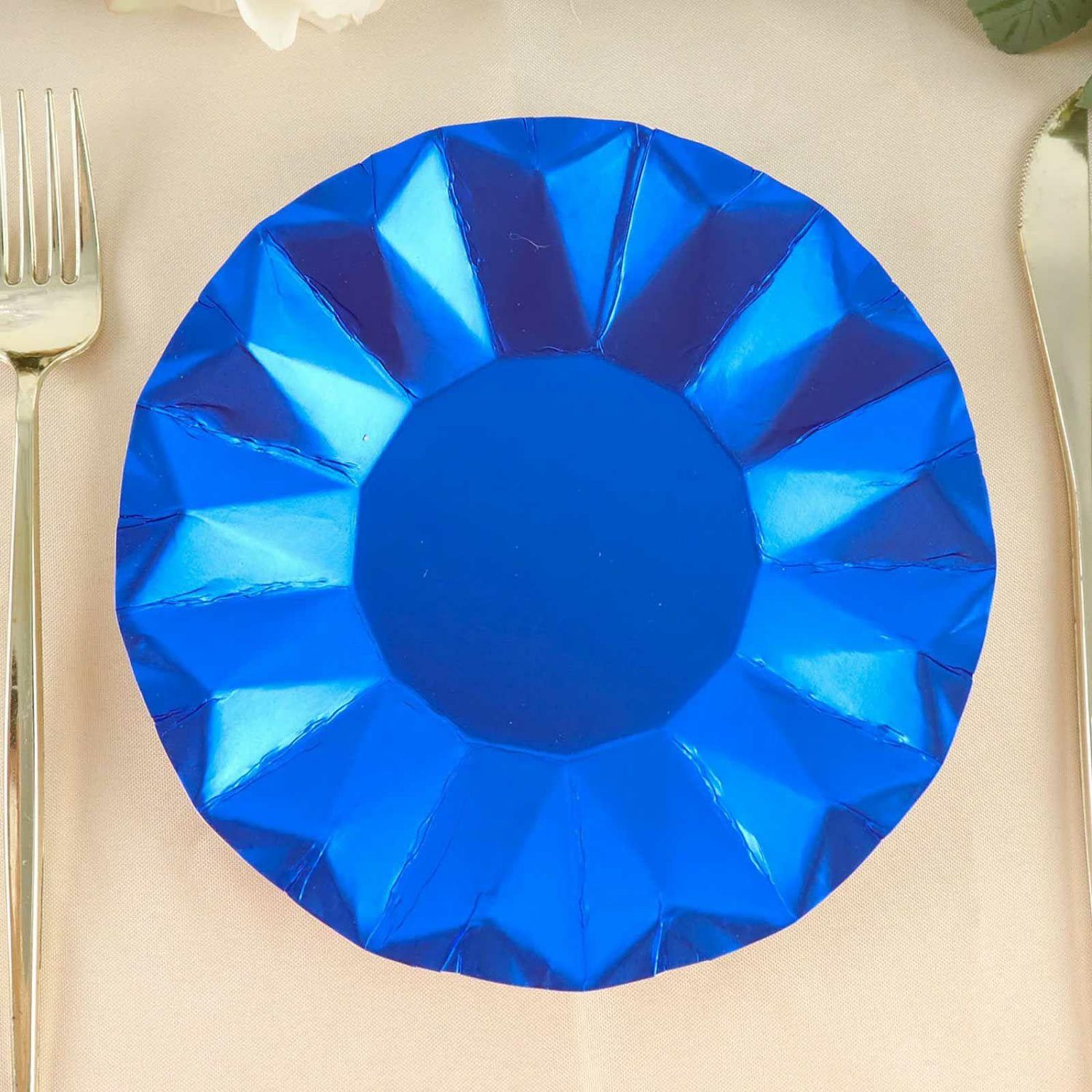 Paper Salad/Dessert Plates | 25 Pack Geometric Royal Blue Dessert Appetizer Paper Plates, Disposable Salad Party Plates 400 GSM 7″ Disposable Tableware Paper Salad/Dessert Plates